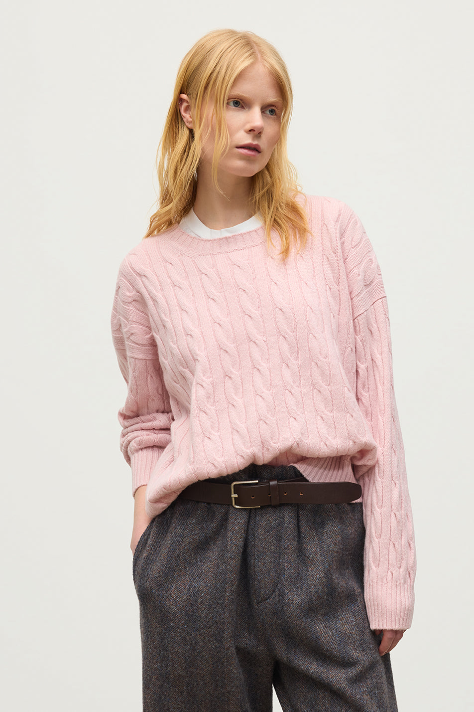 Johnstons of Elgin - Kylesku Pink Cashmere Jumper