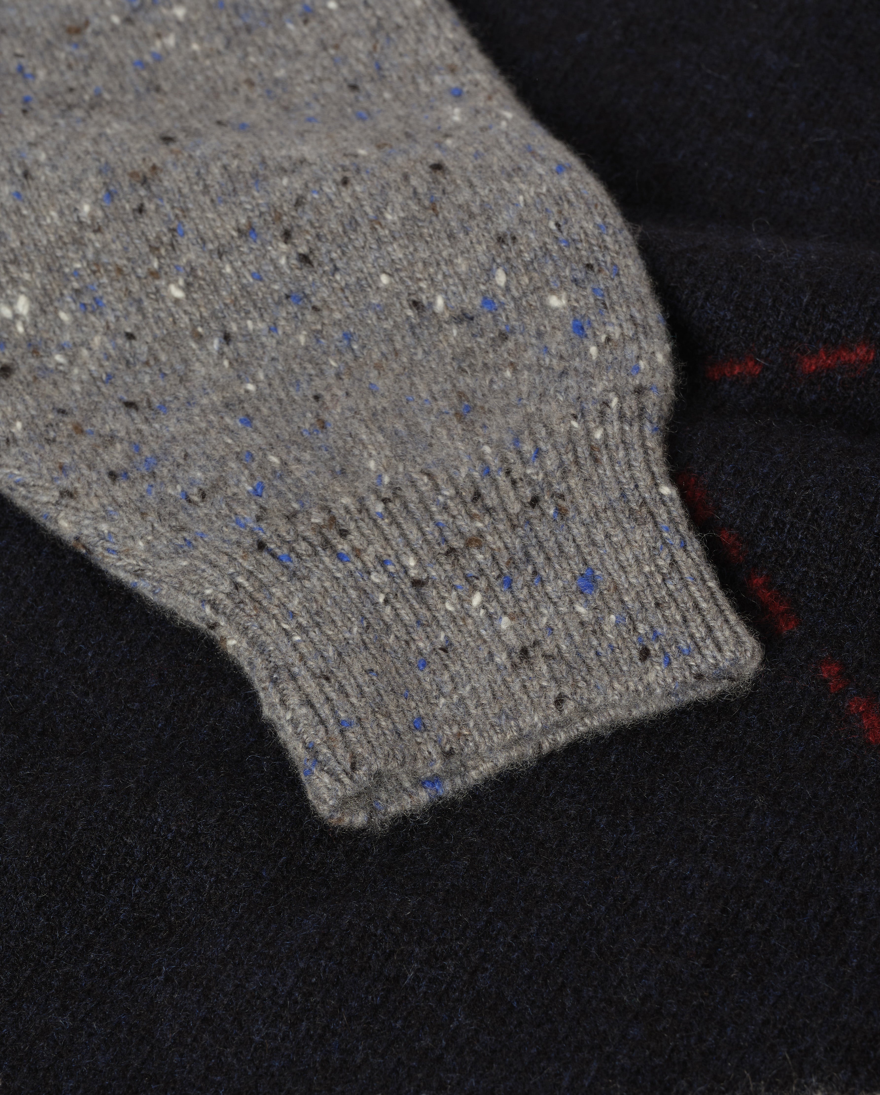 Johnstons of Elgin - Monteith Grey Exploded Argyle Donegal Cashmere Jumper