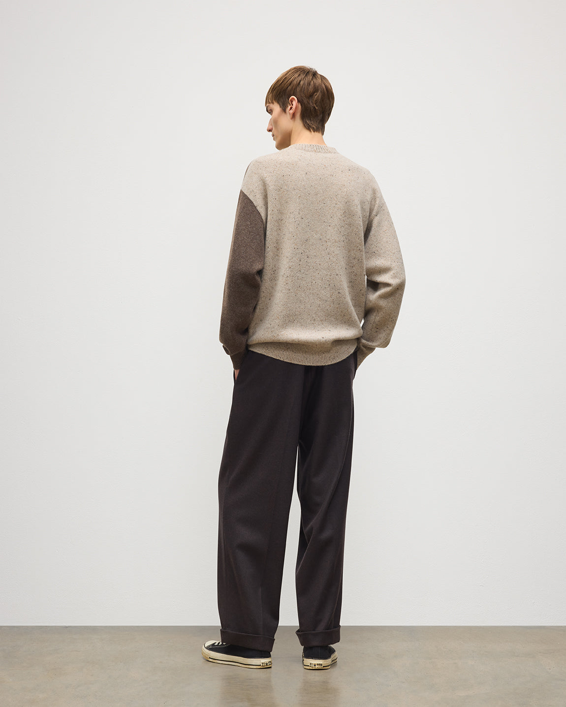 Johnstons of Elgin - Monteith Natural Exploded Argyle Donegal Cashmere Jumper