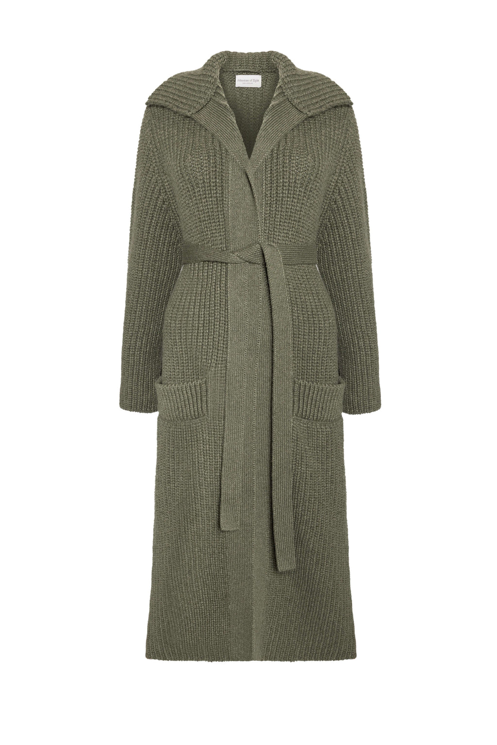 Johnstons of Elgin - Chunky Rib Knit Olive Green Cashmere Cardigan