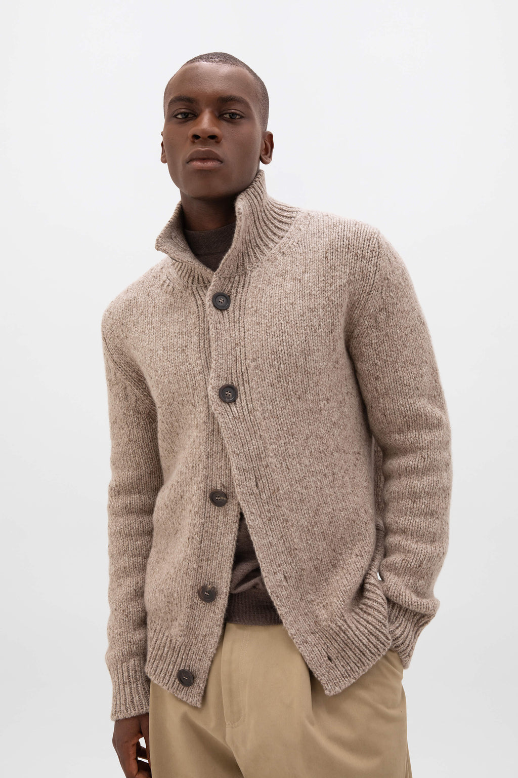 Johnstons of Elgin - Donegal Cashmere Light Brown Cardigan