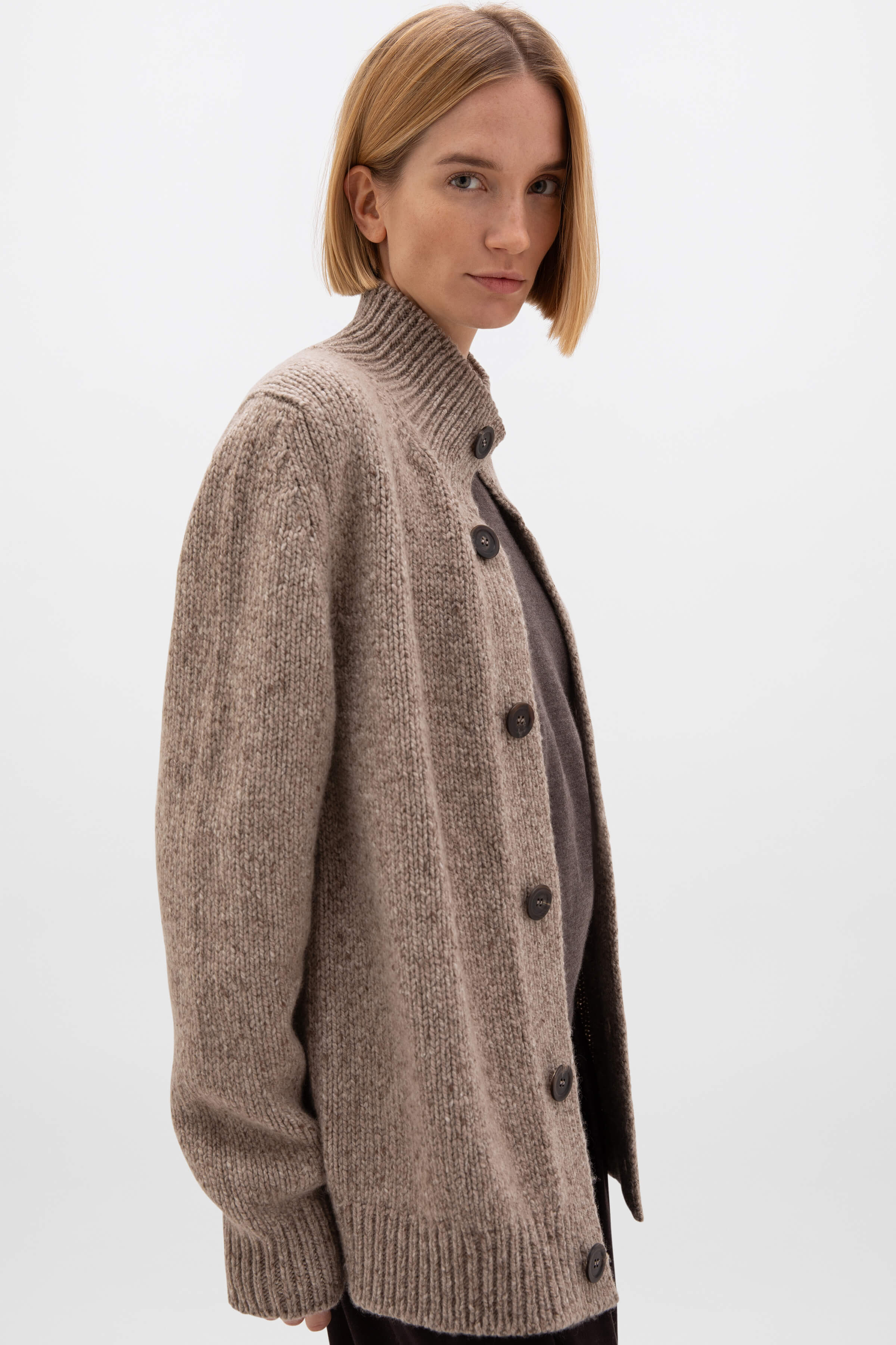 Johnstons of Elgin - Donegal Cashmere Light Brown Cardigan