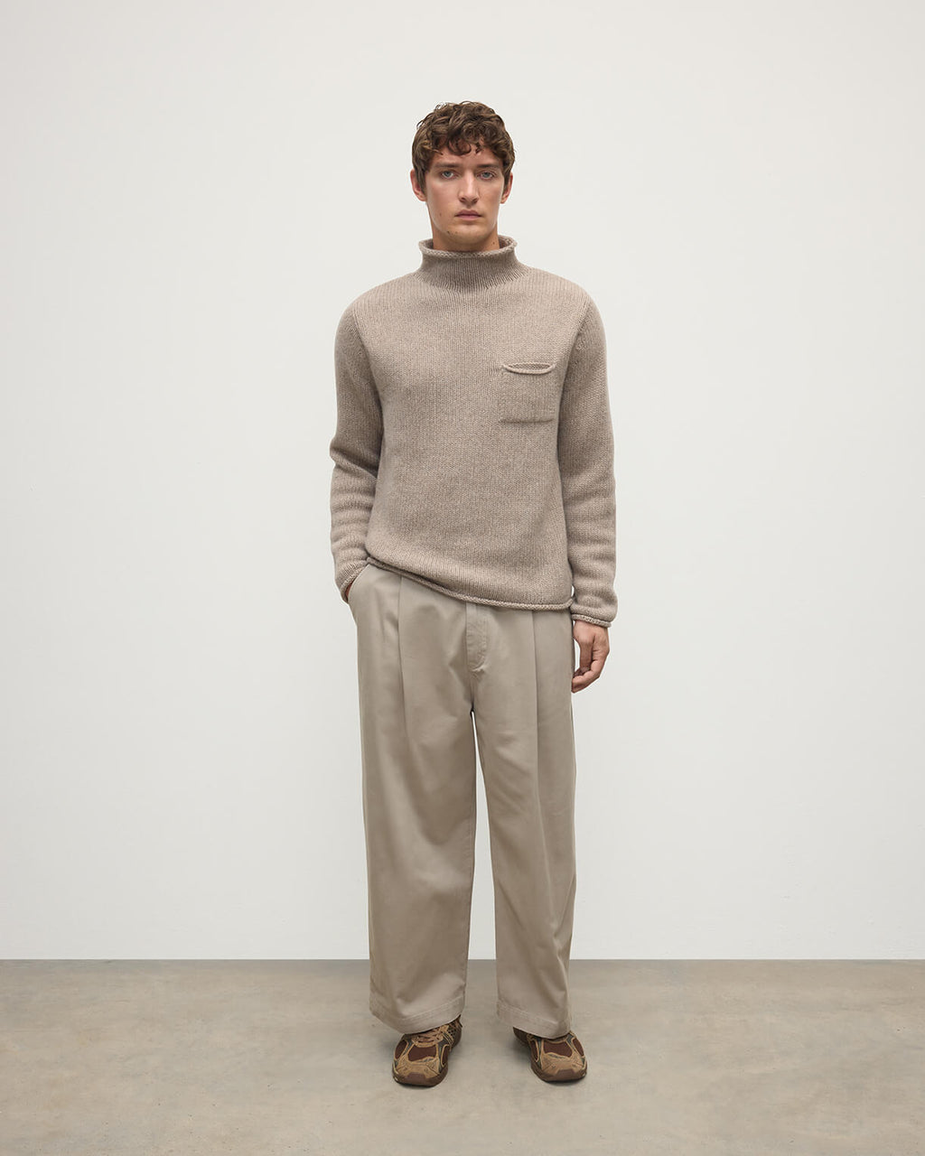 Johnstons of Elgin - Light Brown Cashmere Turtleneck Jumper