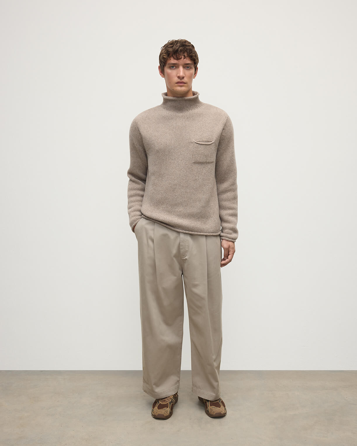 Johnstons of Elgin - Light Brown Cashmere Turtleneck Jumper