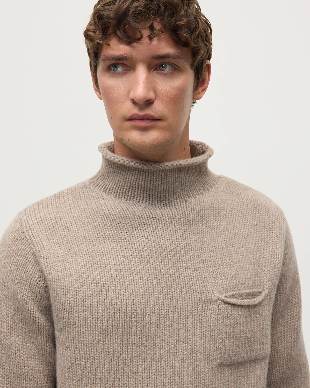 Johnstons of Elgin - Light Brown Cashmere Turtleneck Jumper