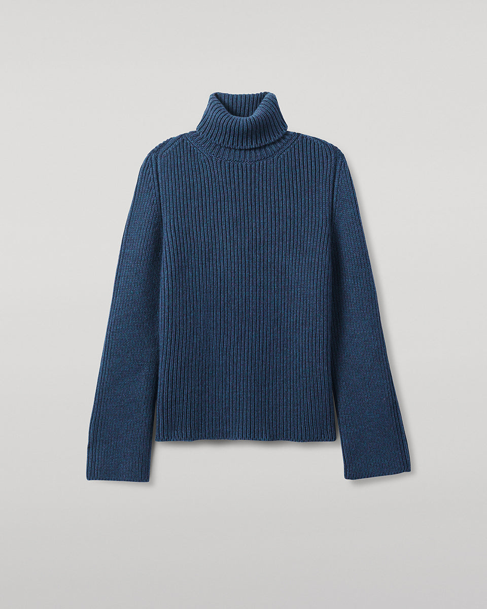 Johnstons of Elgin - Roll - Collar Navy Cashmere Jumper