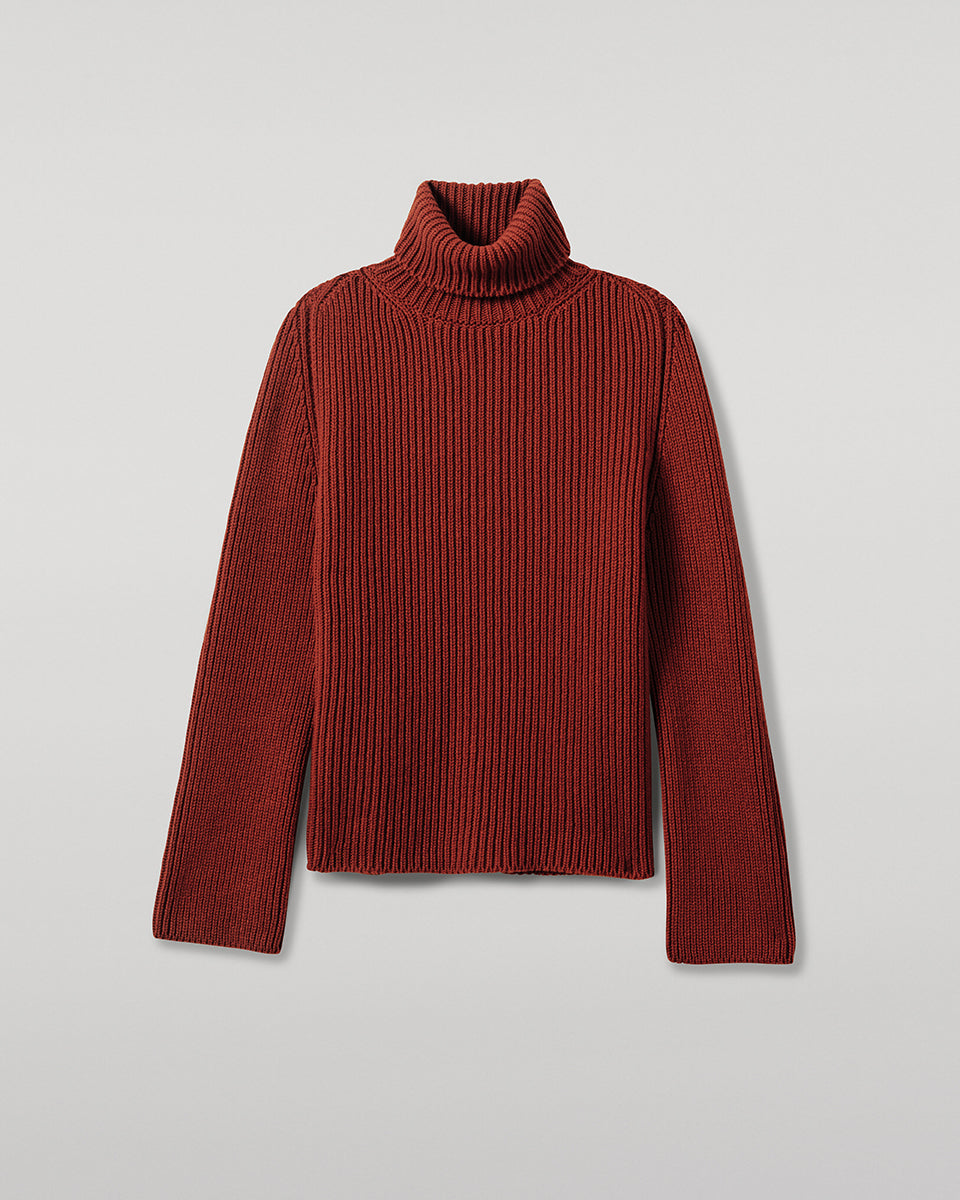 Johnstons of Elgin - Roll - Collar Dark Red Cashmere Jumper
