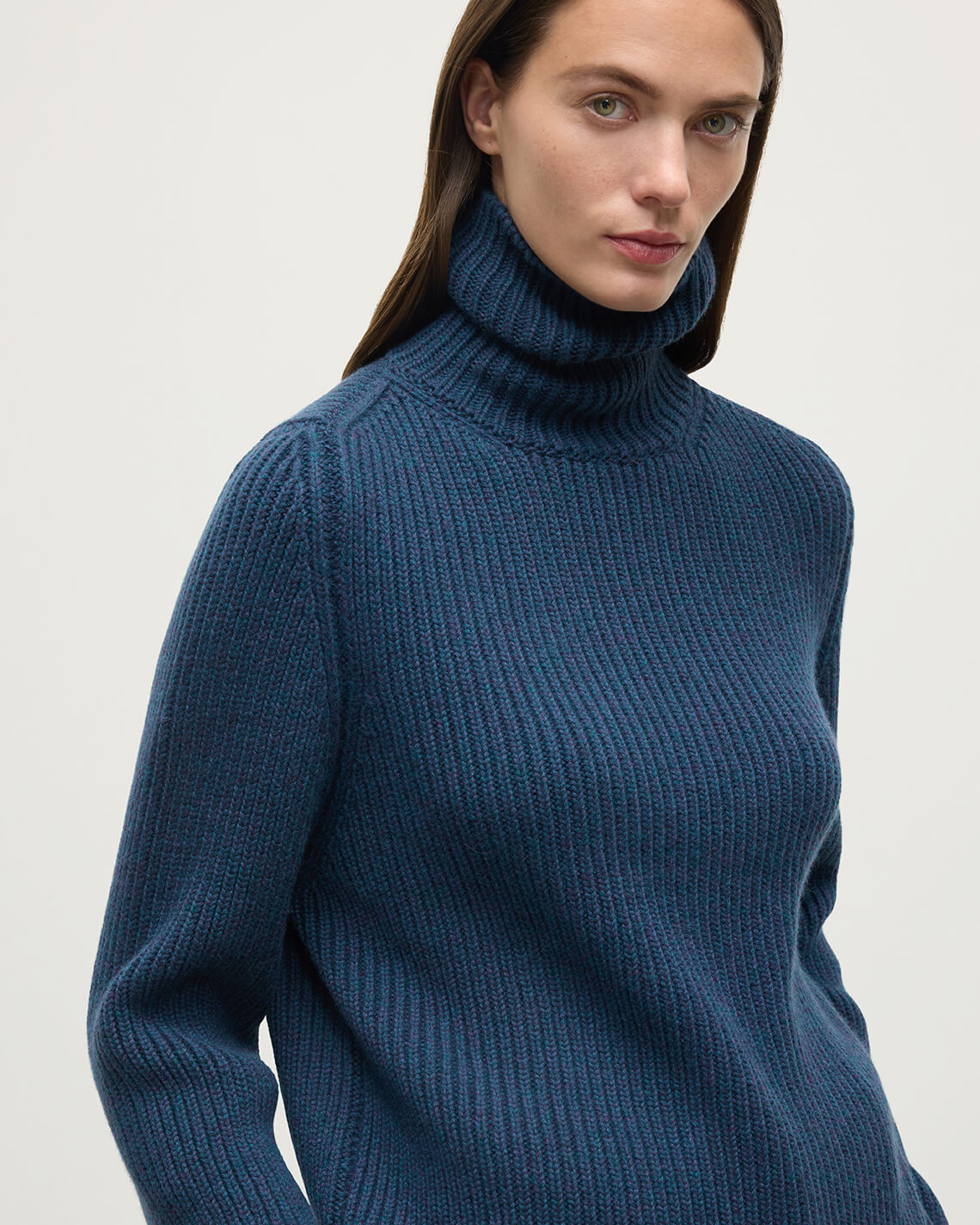 Johnstons of Elgin - Roll - Collar Navy Cashmere Jumper