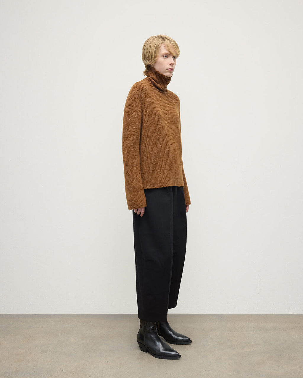 Johnstons of Elgin - Roll - Collar Dark Camel Cashmere Jumper