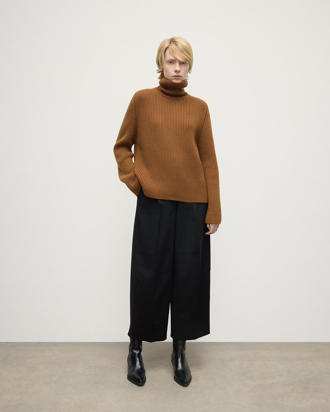 Johnstons of Elgin - Roll - Collar Dark Camel Cashmere Jumper