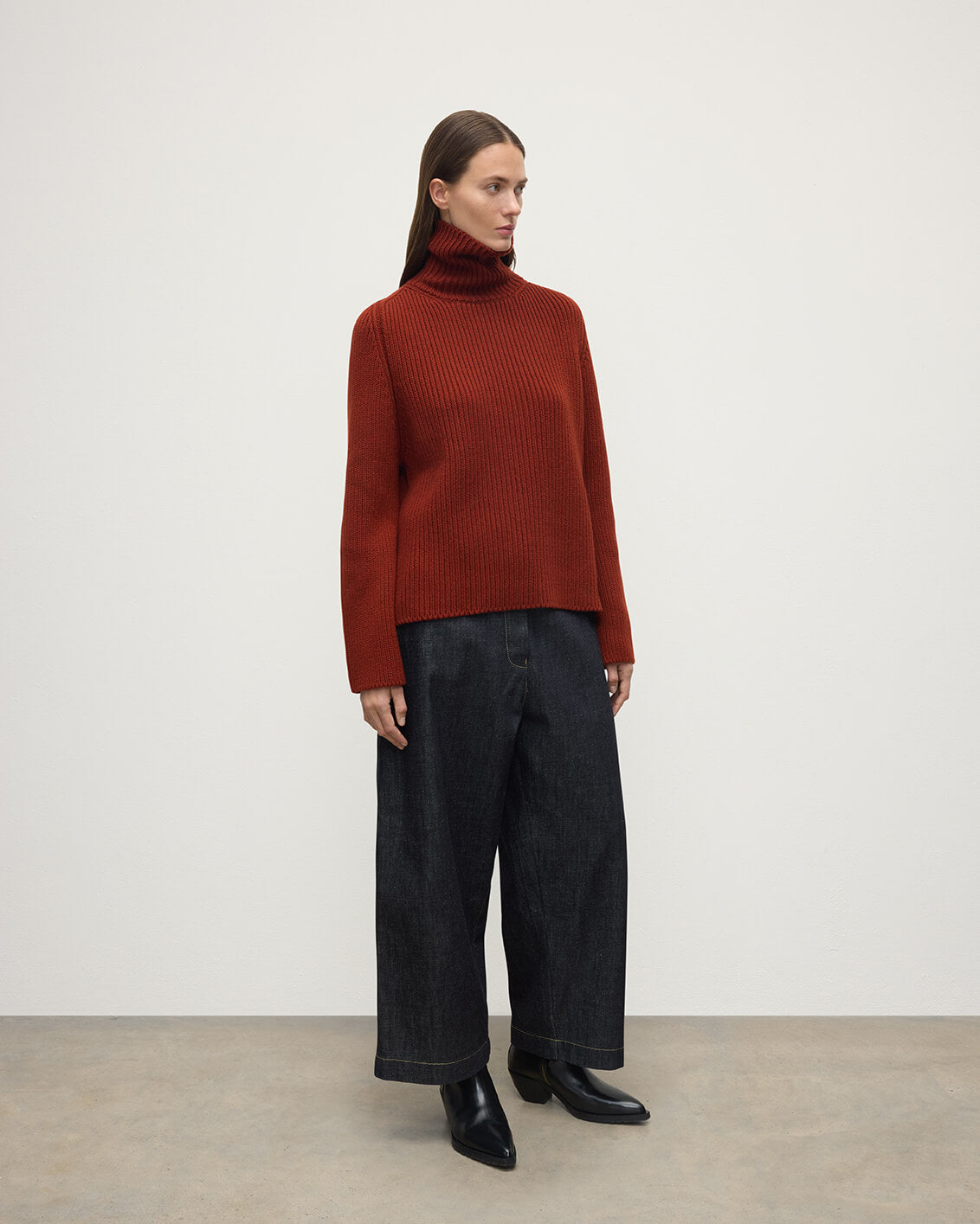 Johnstons of Elgin - Roll - Collar Dark Red Cashmere Jumper