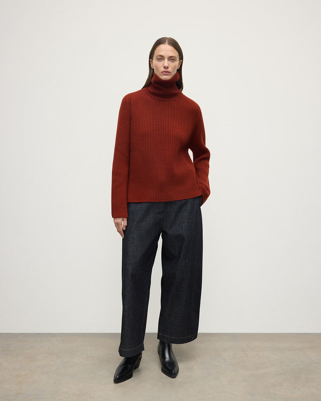 Johnstons of Elgin - Roll - Collar Dark Red Cashmere Jumper