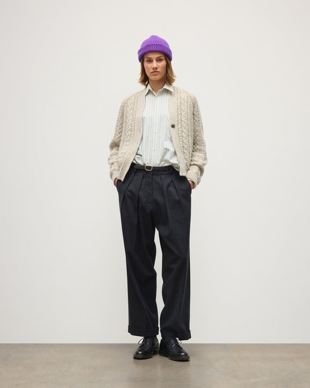 Johnstons of Elgin - Mabel Natural Aran Cable Cardigan