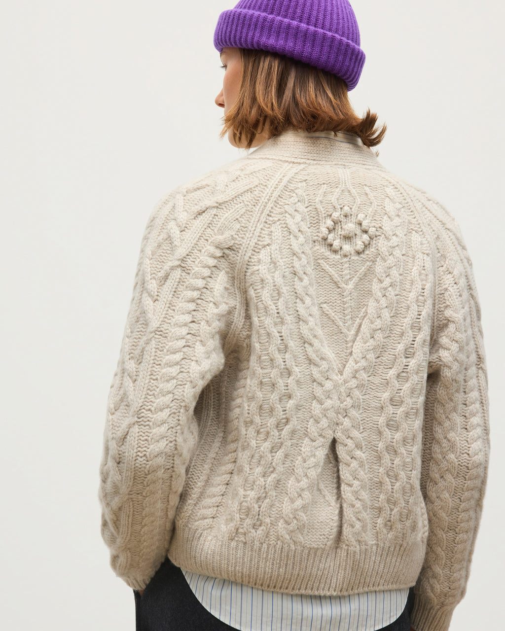 Johnstons of Elgin - Mabel Natural Aran Cable Cardigan