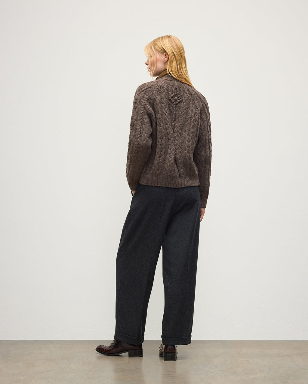 Johnstons of Elgin - Mabel Brown Aran Cable Cardigan