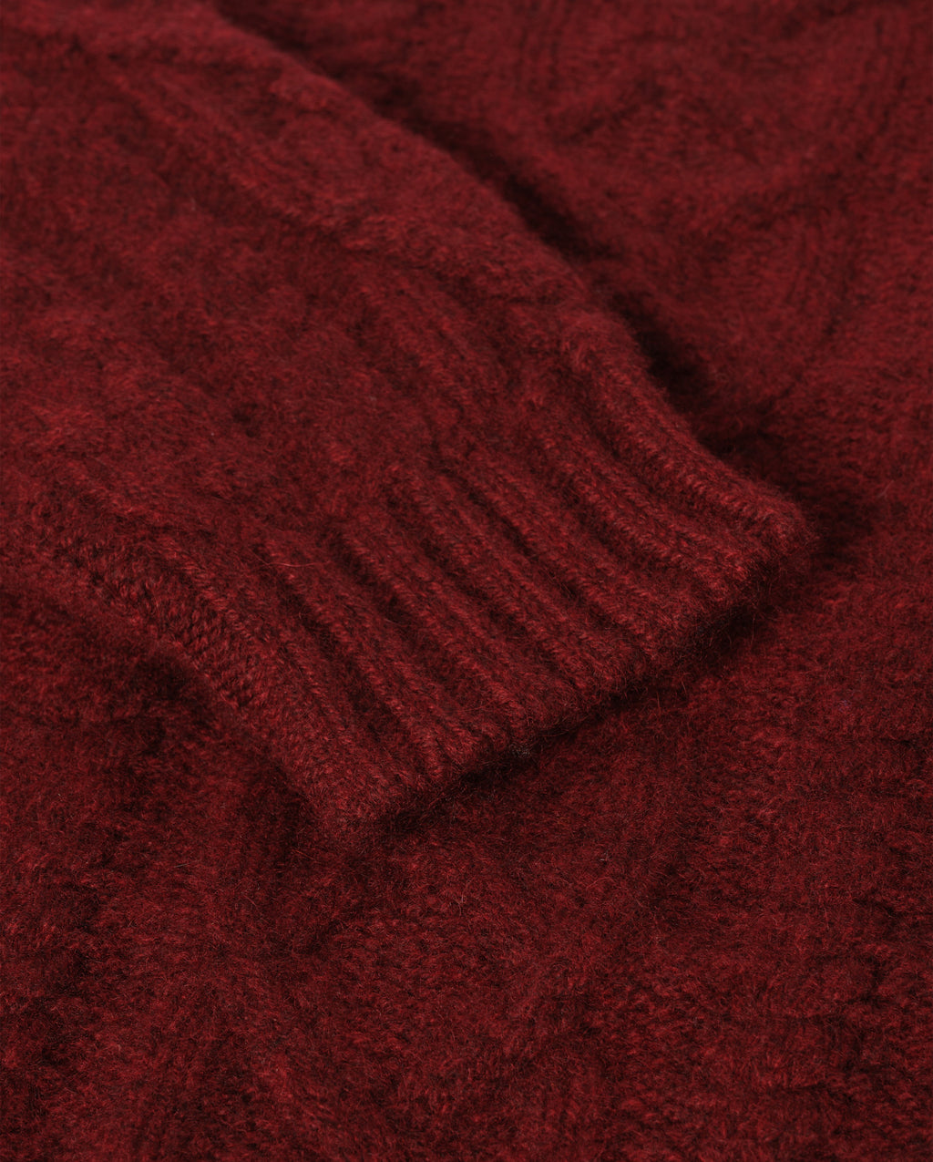 Johnstons of Elgin - MacDonald Dark Red Aran Cable Cashmere Jumper