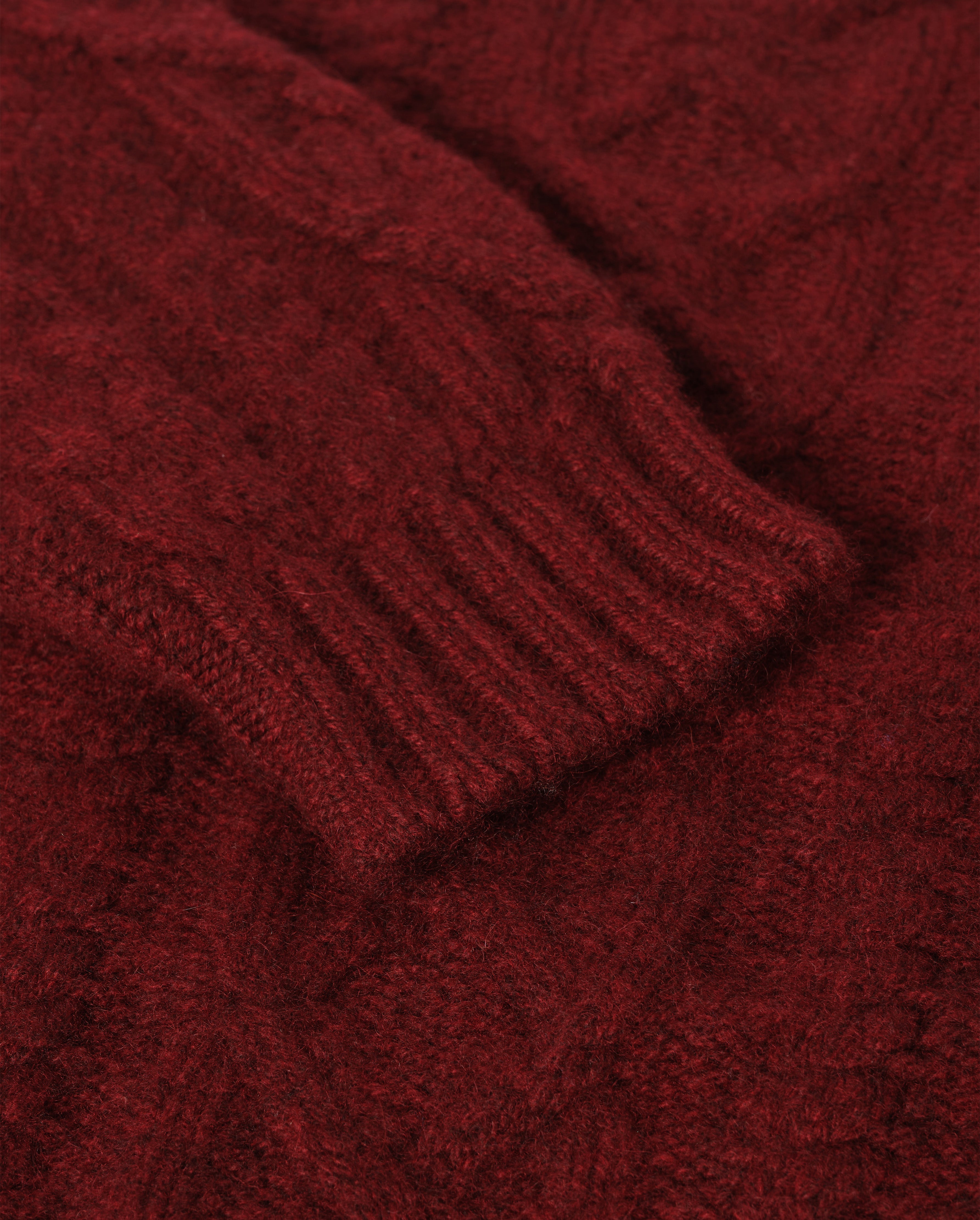 Johnstons of Elgin - MacDonald Dark Red Aran Cable Cashmere Jumper