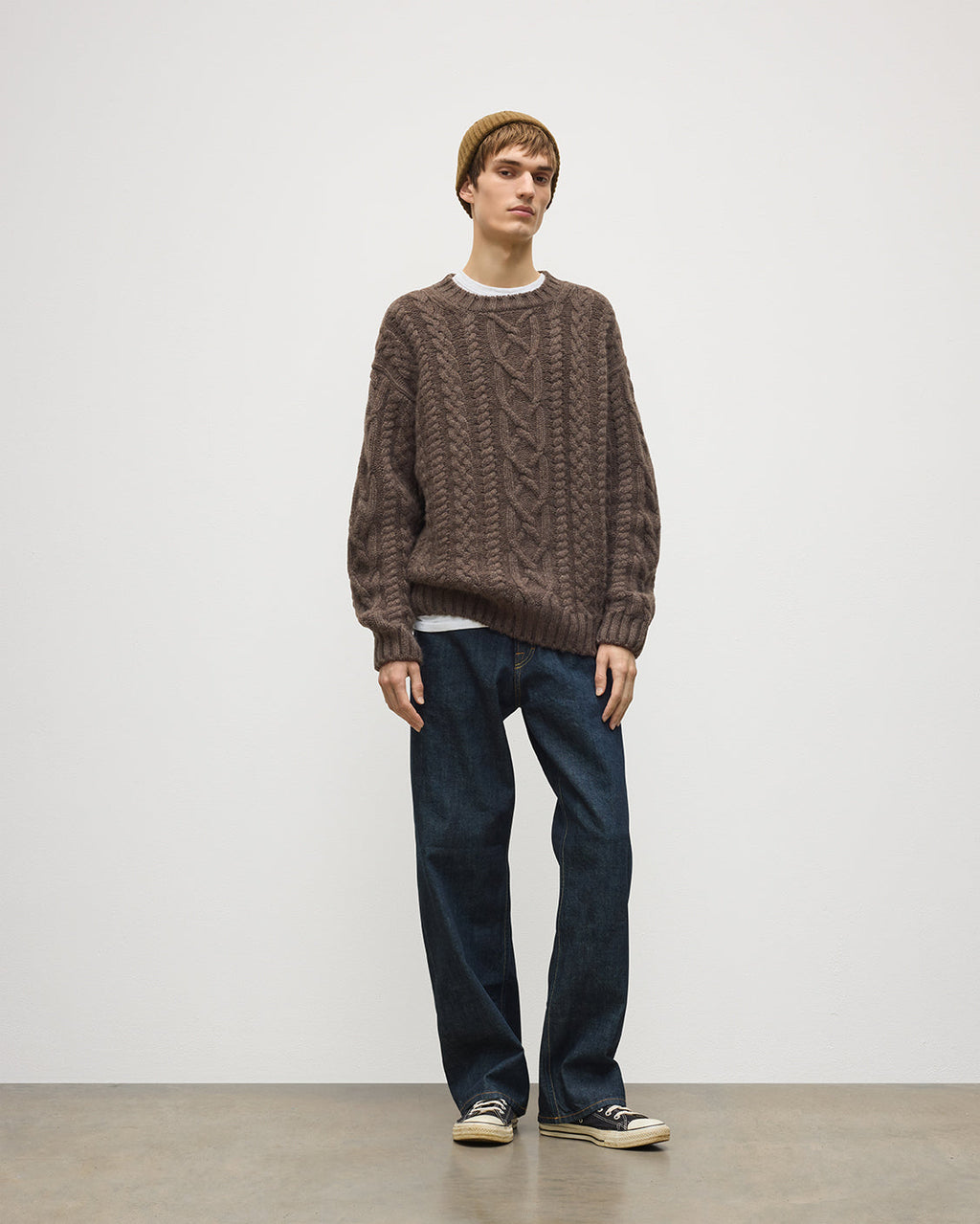 Johnstons of Elgin - MacDonald Brown Aran Cable Cashmere Jumper