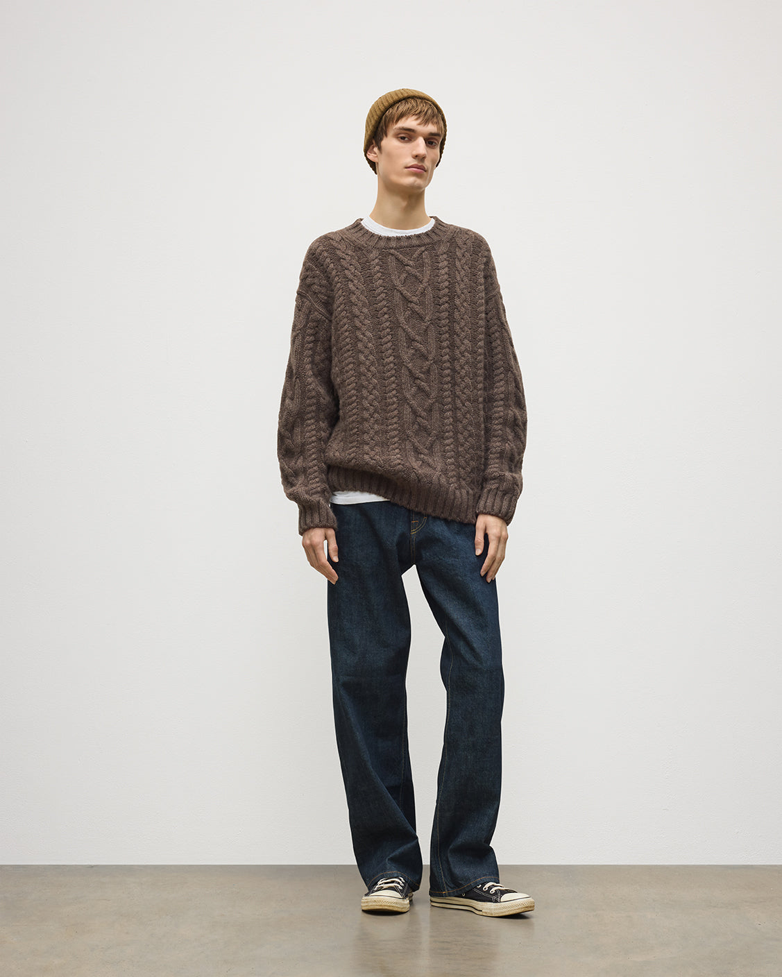 Johnstons of Elgin - MacDonald Brown Aran Cable Cashmere Jumper