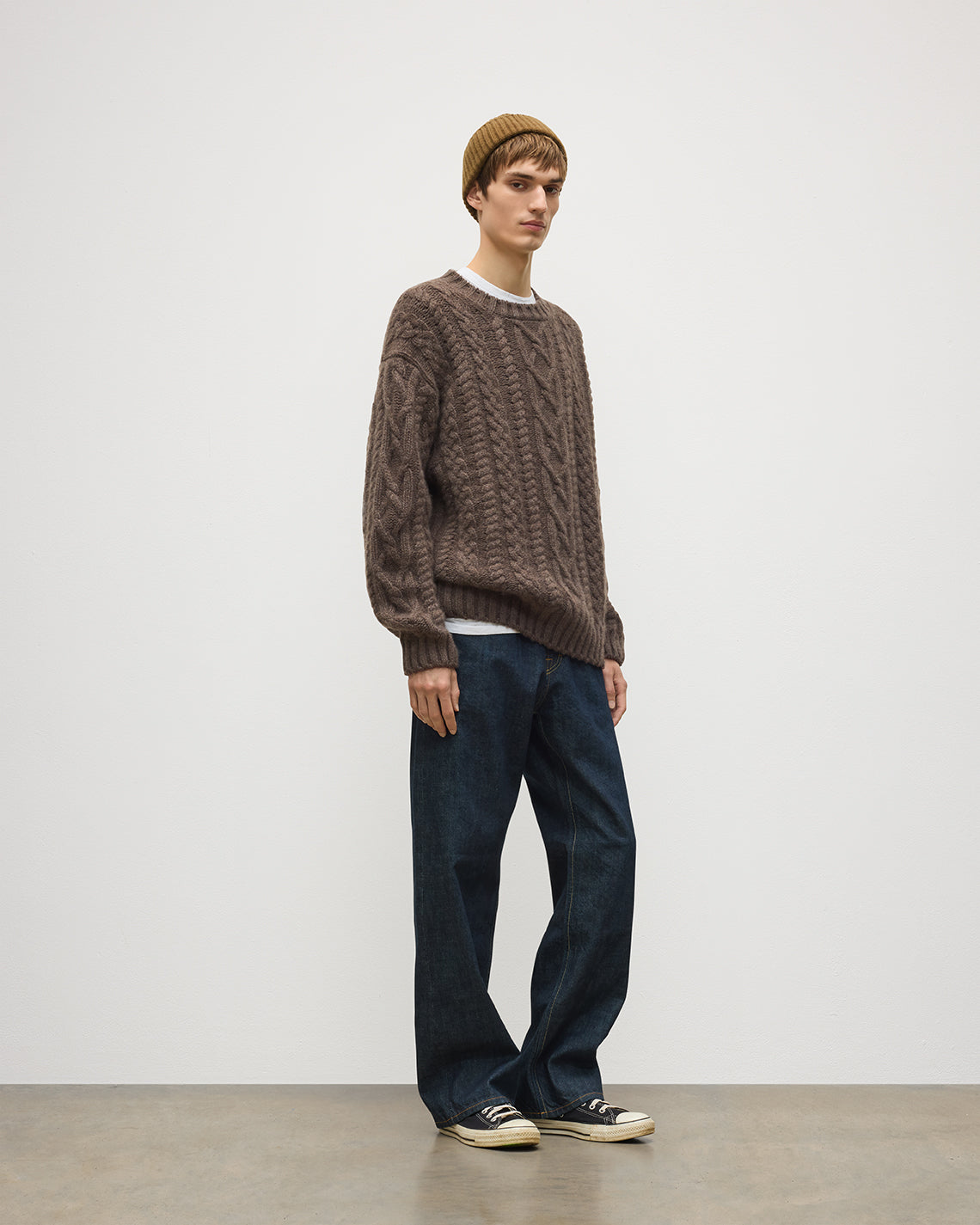 Johnstons of Elgin - MacDonald Brown Aran Cable Cashmere Jumper