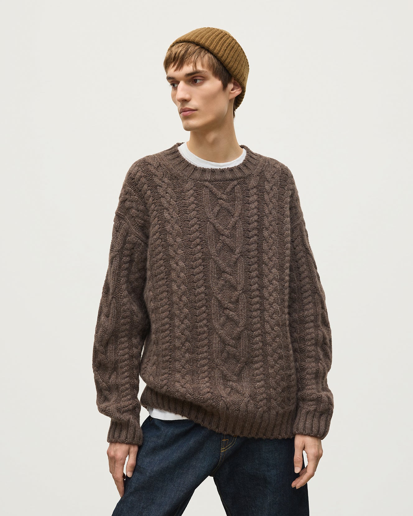 Johnstons of Elgin - MacDonald Brown Aran Cable Cashmere Jumper