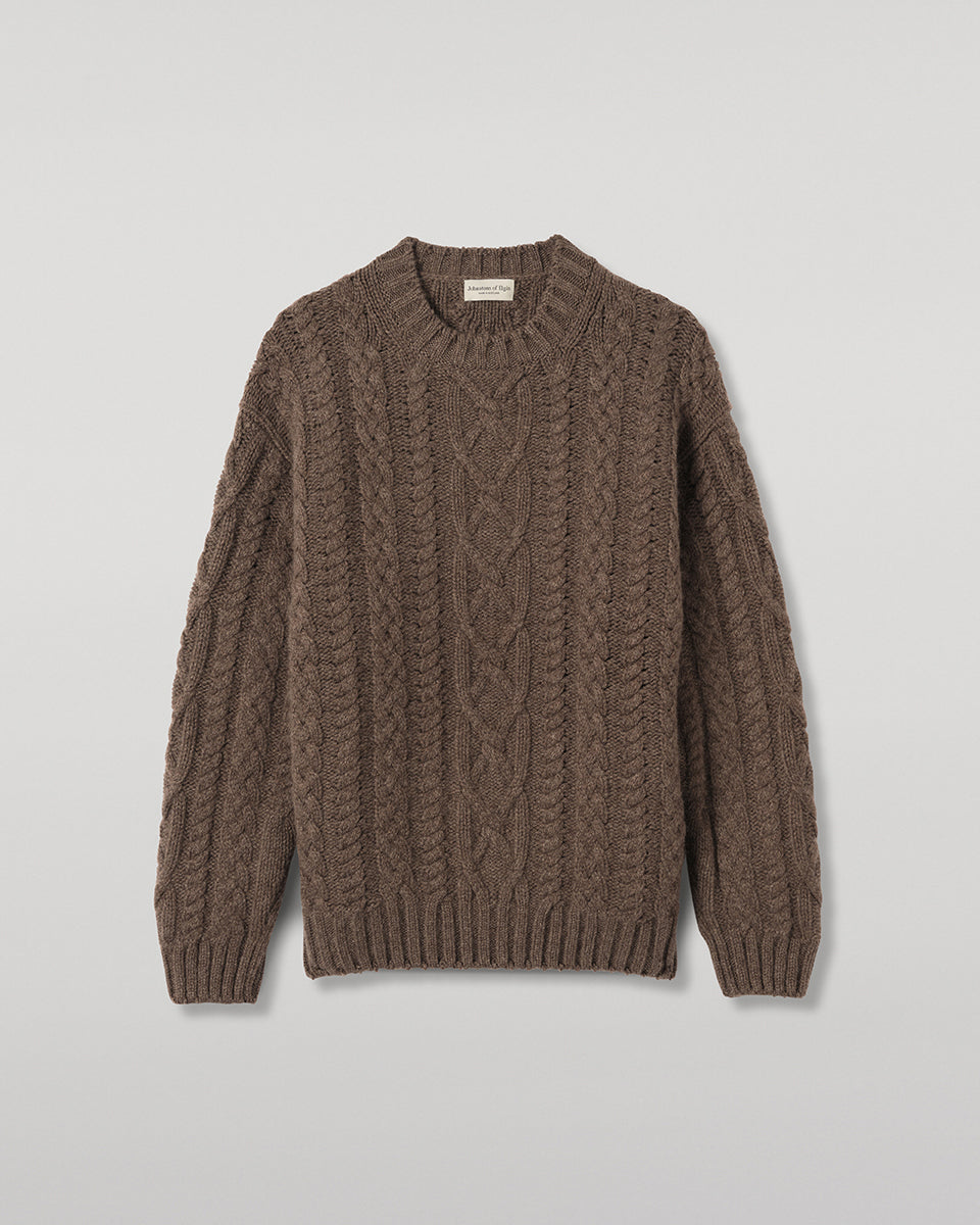 Johnstons of Elgin - MacDonald Brown Aran Cable Cashmere Jumper