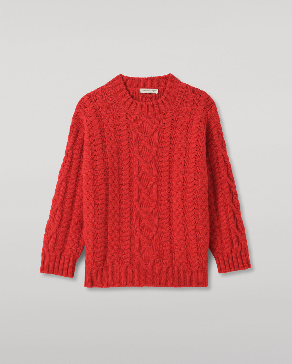 Johnstons of Elgin - Mabel Red Aran Cable Jumper