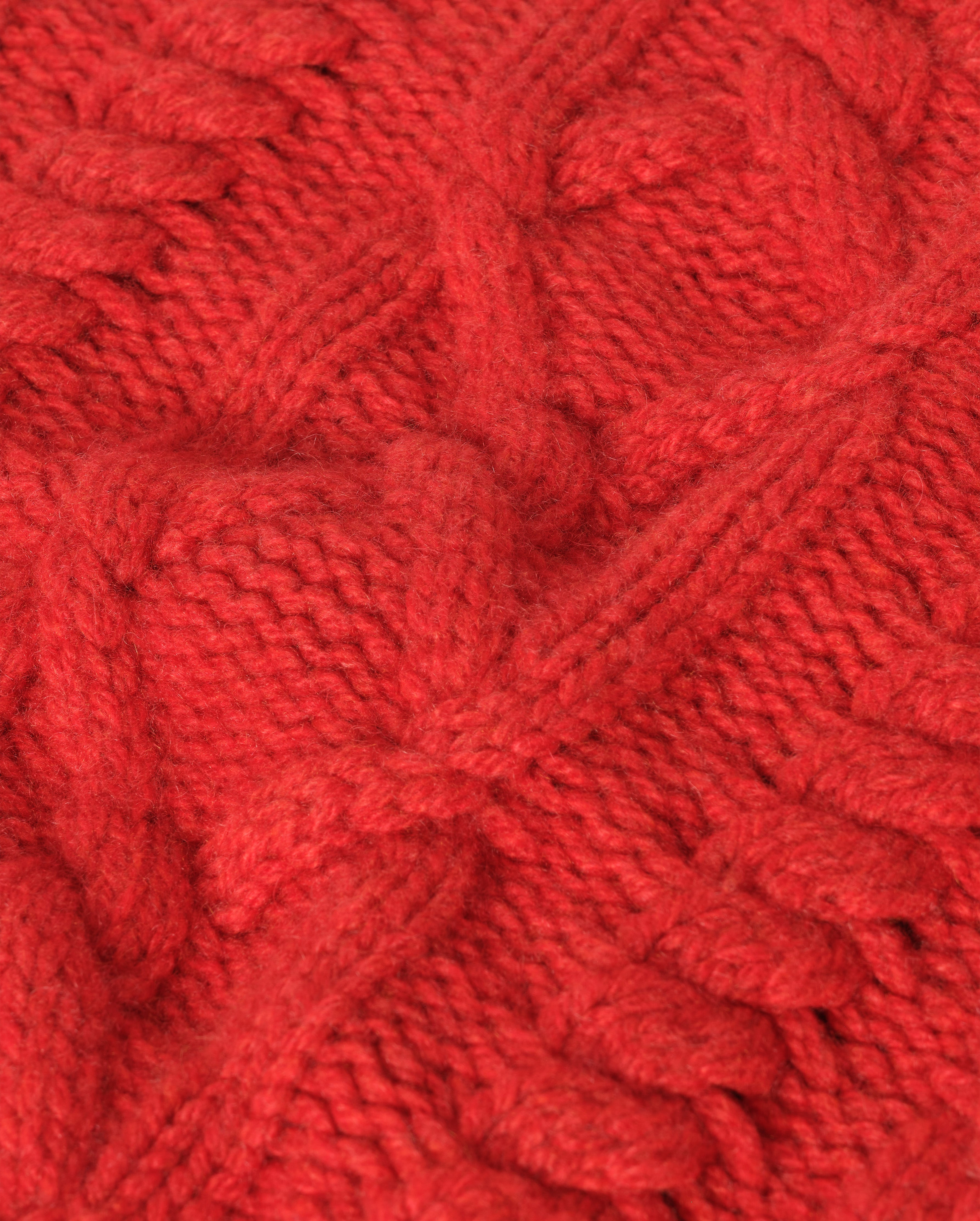 Johnstons of Elgin - Mabel Red Aran Cable Jumper