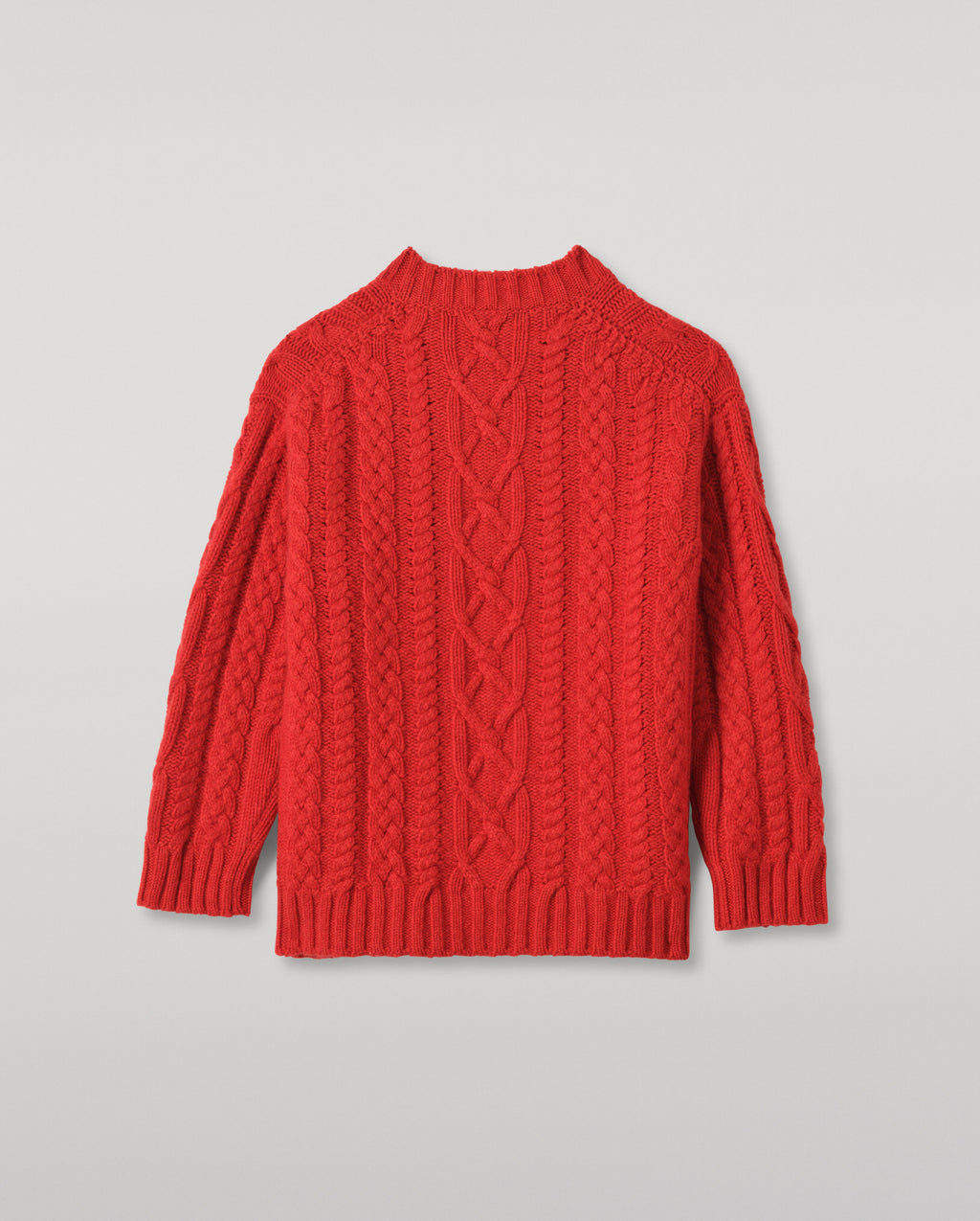 Johnstons of Elgin - Mabel Red Aran Cable Jumper