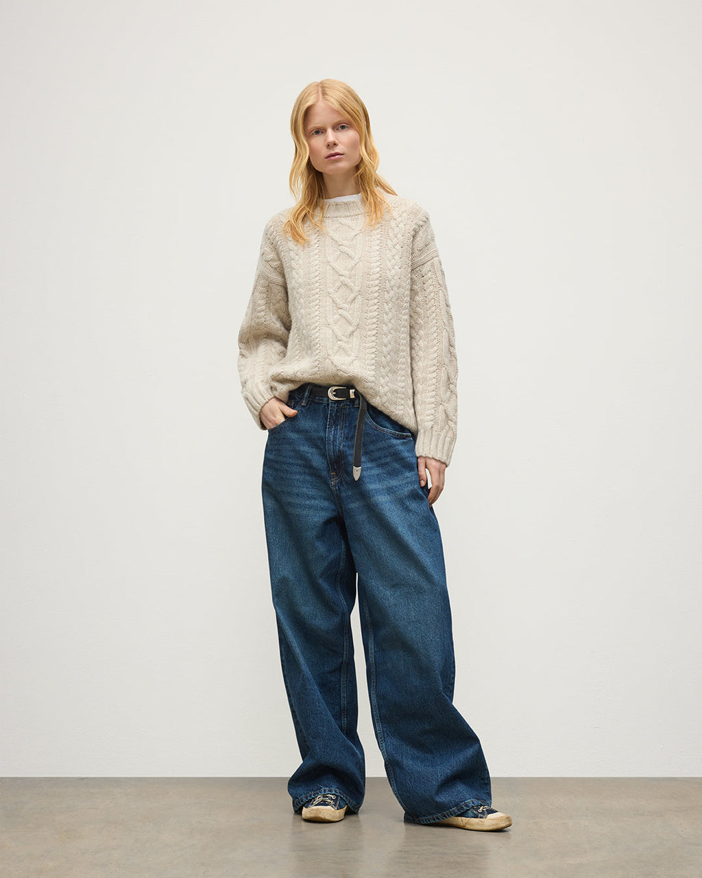 Johnstons of Elgin - Mabel Natural Aran Cable Jumper