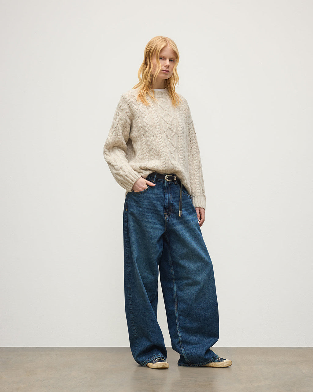 Johnstons of Elgin - Mabel Natural Aran Cable Jumper