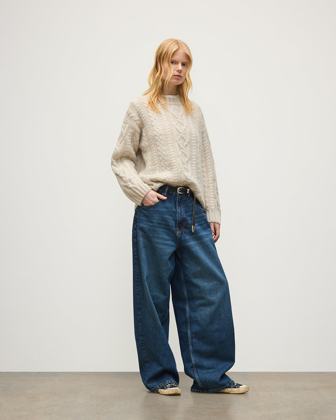Johnstons of Elgin - Mabel Natural Aran Cable Jumper