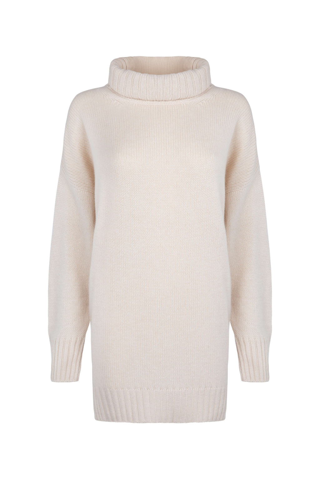 Johnstons of Elgin - Oversized Cashmere Roll Neck Cream Jumper