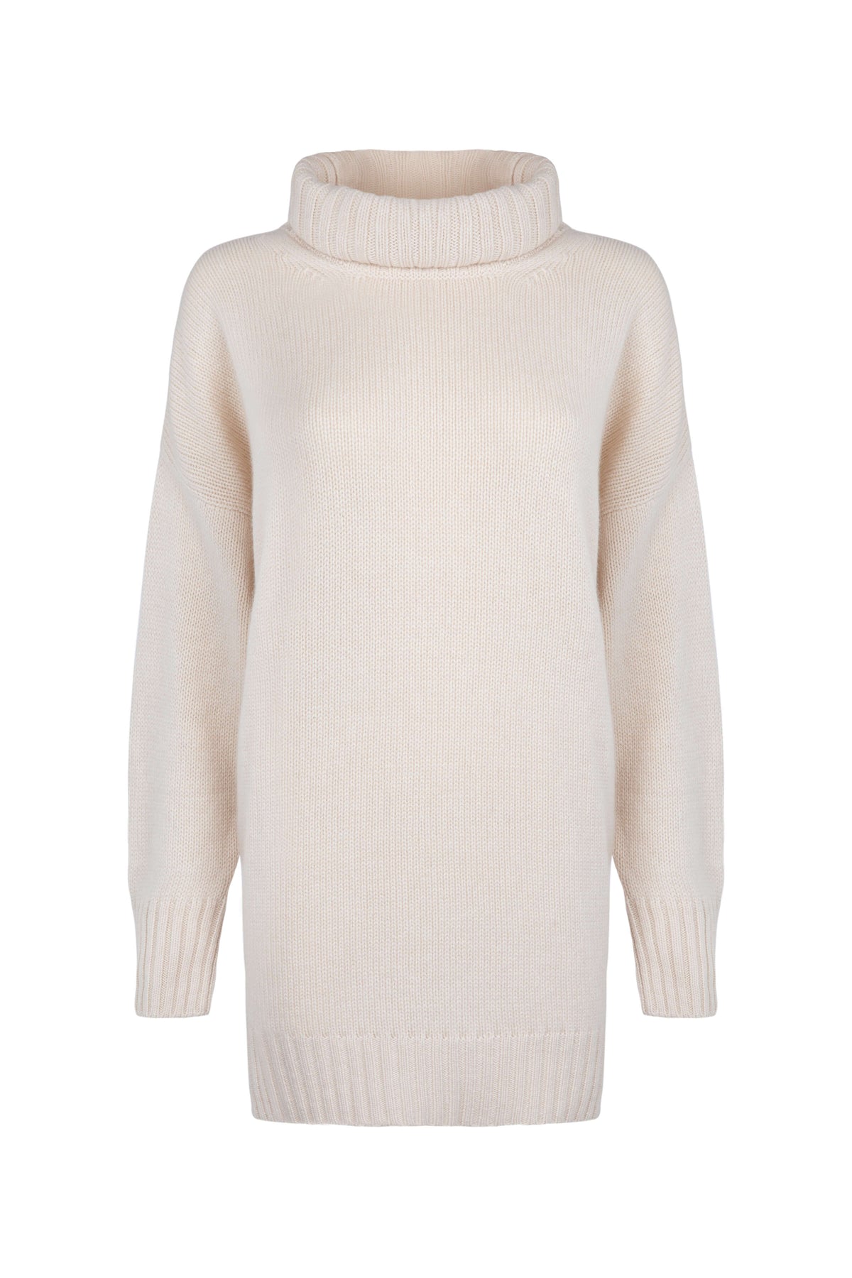 Johnstons of Elgin - Oversized Cashmere Roll Neck Cream Jumper