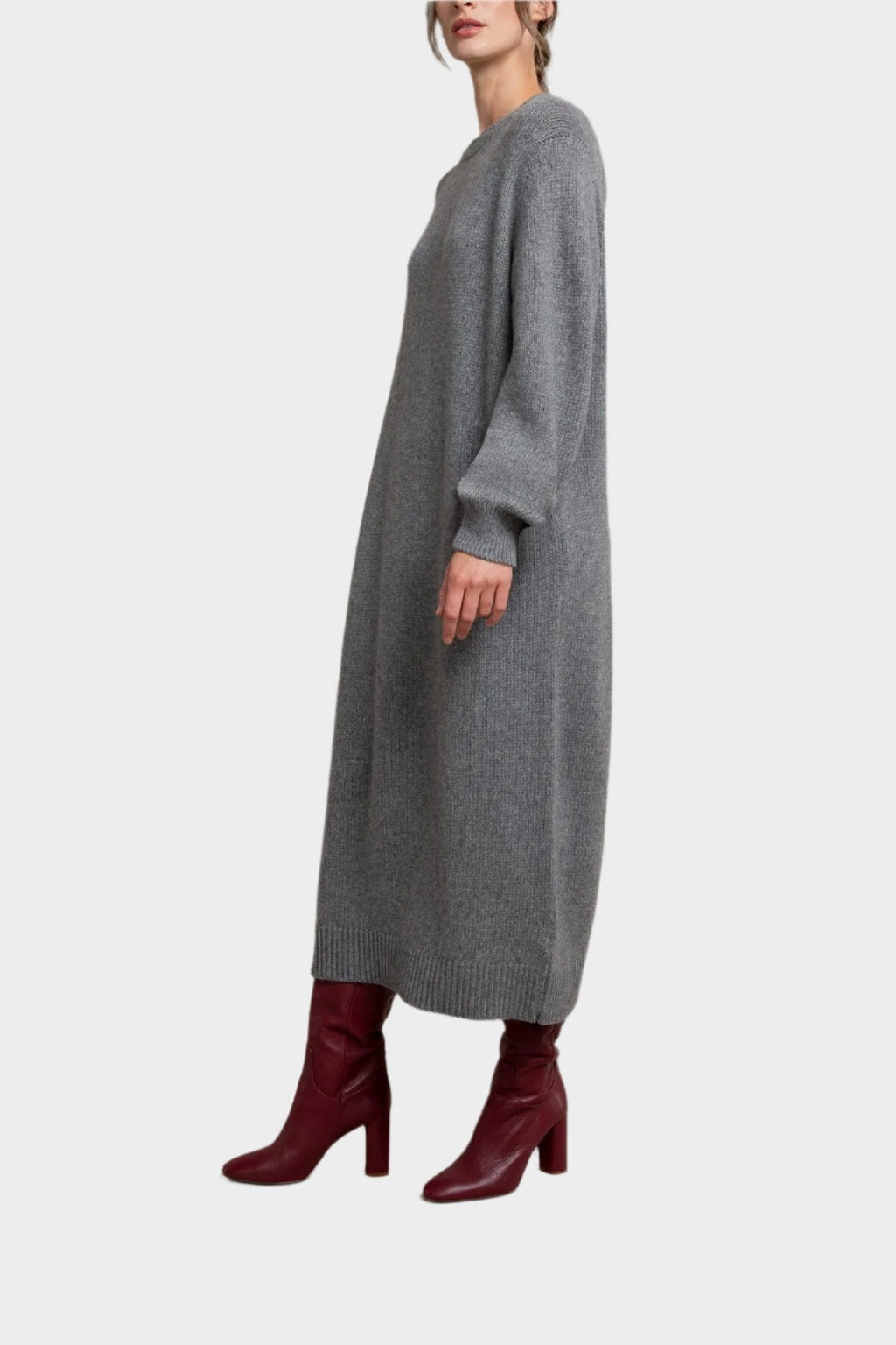 Johnstons of Elgin - Mid Grey Cashmere Sweater Dress