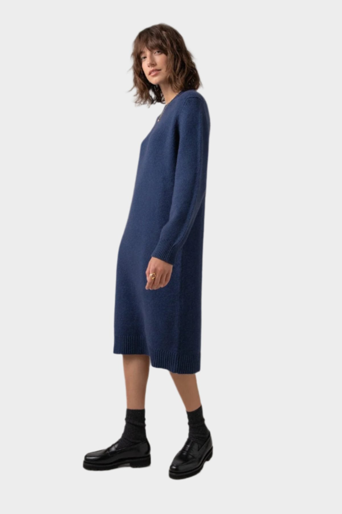 Johnstons of Elgin - Mid Blue Cashmere Sweater Dress