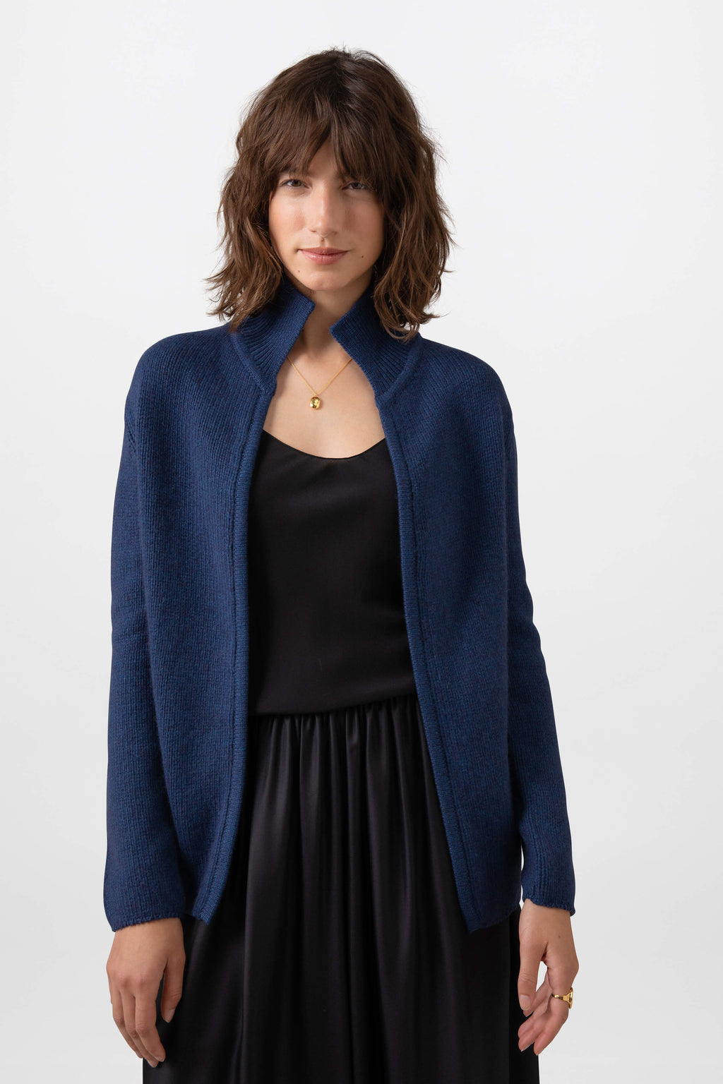 Johnstons of Elgin - Edge to Edge Mid Blue Cashmere Cardigan