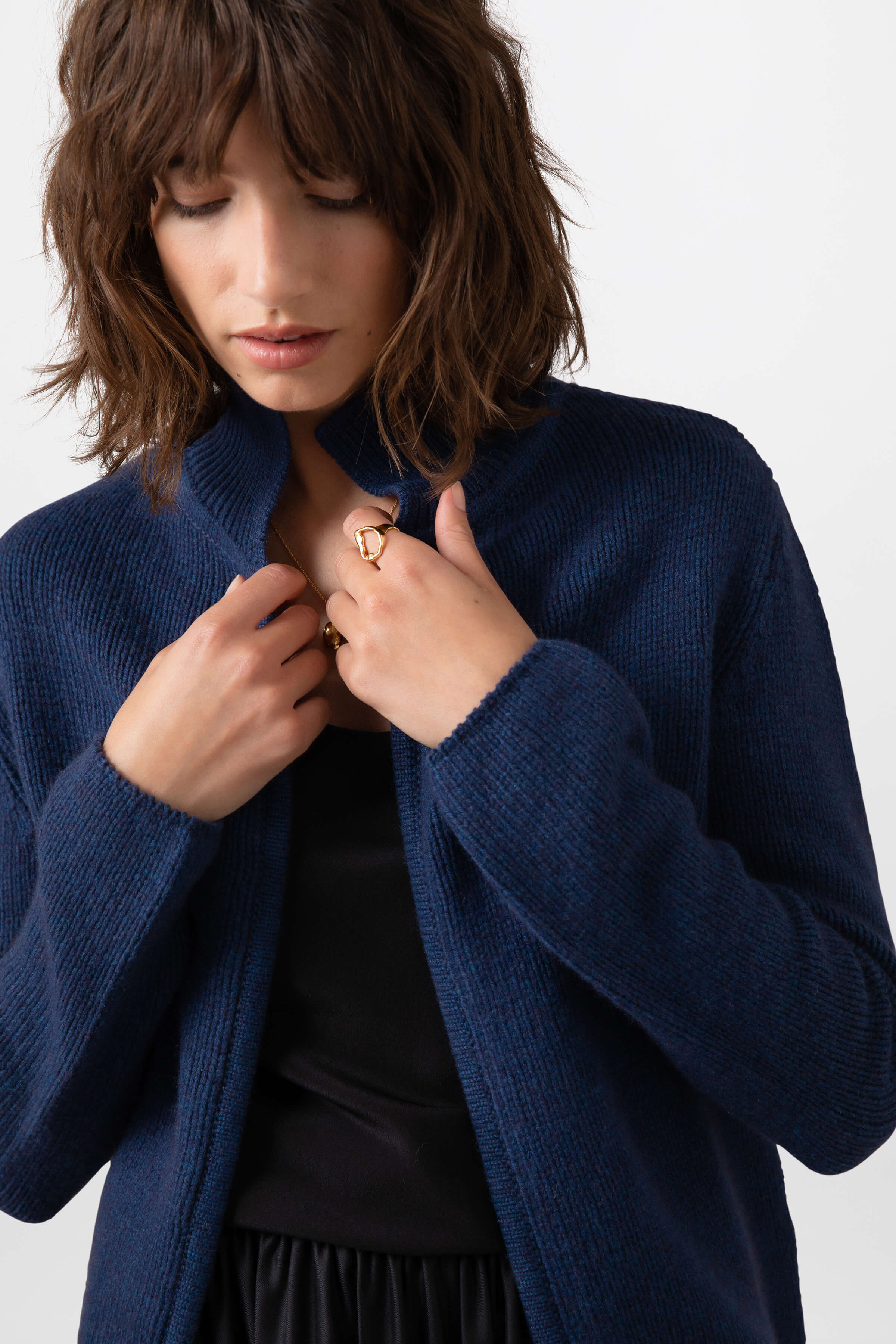 Johnstons of Elgin - Edge to Edge Mid Blue Cashmere Cardigan