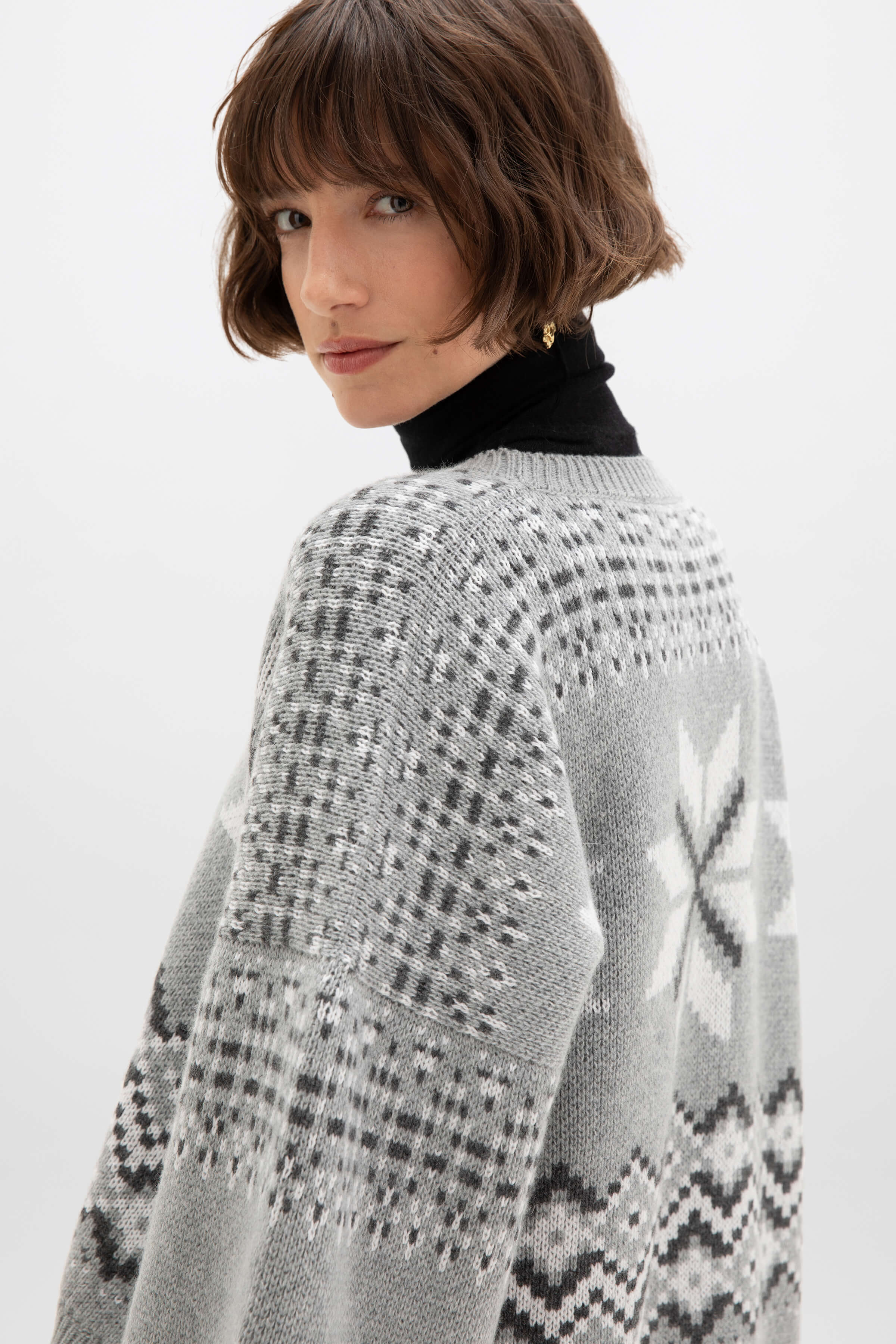 Johnstons of Elgin - Fairisle Light Grey Cashmere Jumper