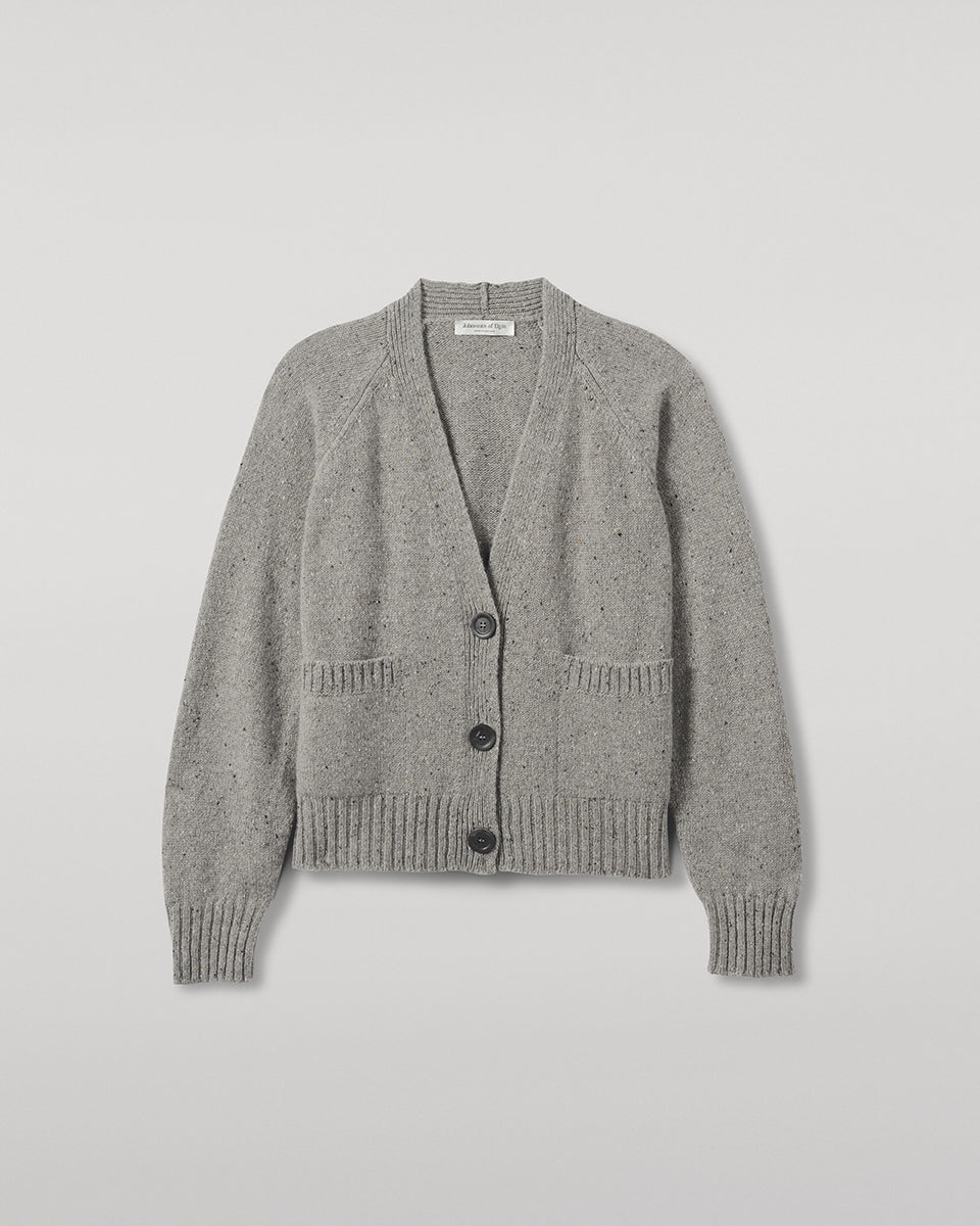 Johnstons of Elgin - Donegal Cashmere Grey V Neck Cardigan