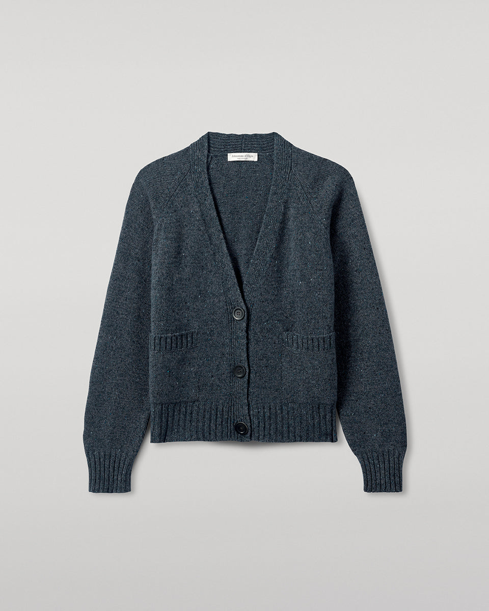 Johnstons of Elgin - Donegal Cashmere Blue V Neck Cardigan