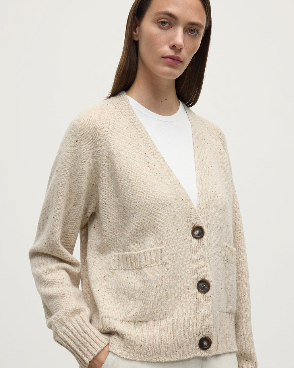 Johnstons of Elgin - Donegal Cashmere Cream V Neck Cardigan