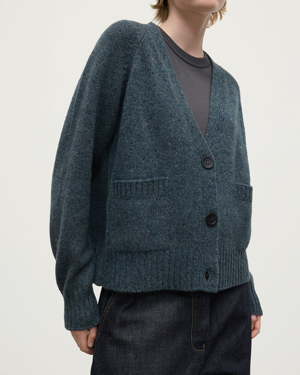 Johnstons of Elgin - Donegal Cashmere Blue V Neck Cardigan