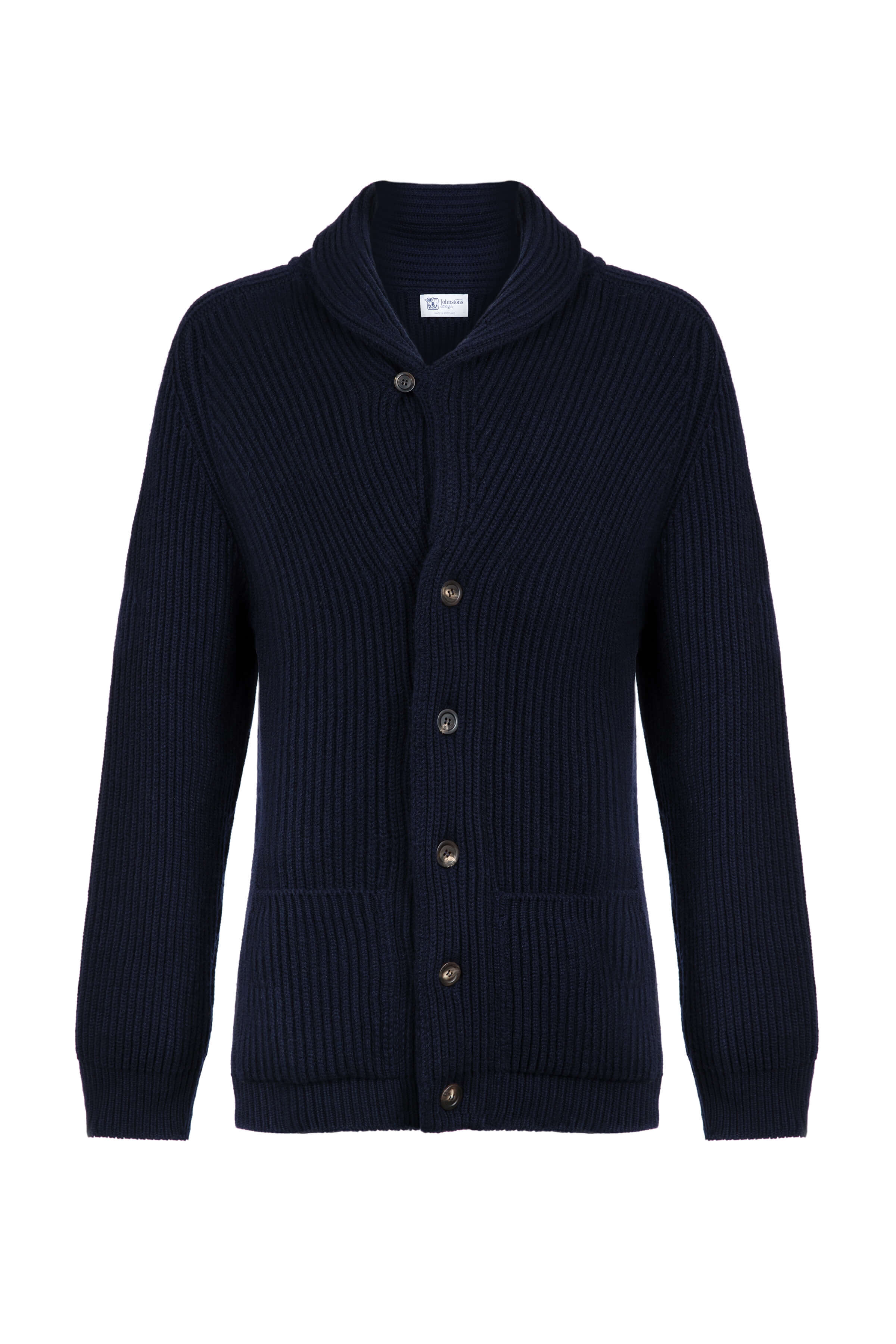 Johnstons of Elgin - Shawl Collar Dark Navy Cashmere Cardigan