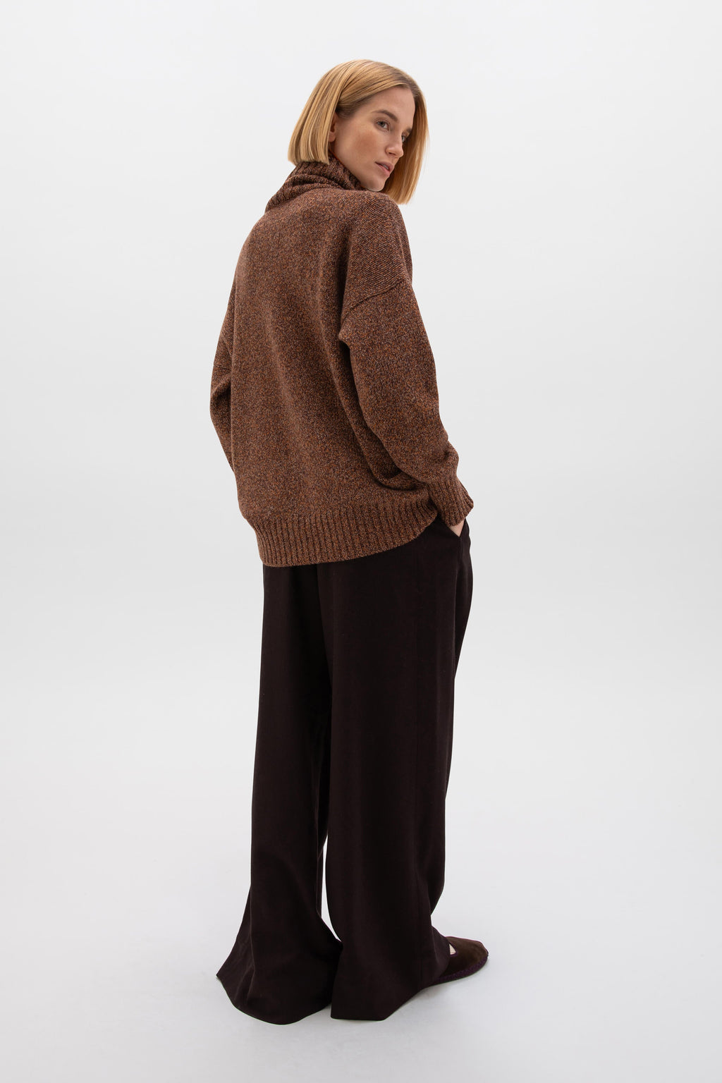 Johnstons of Elgin - Slouchy Cashmere Marl Roll Neck Jumper