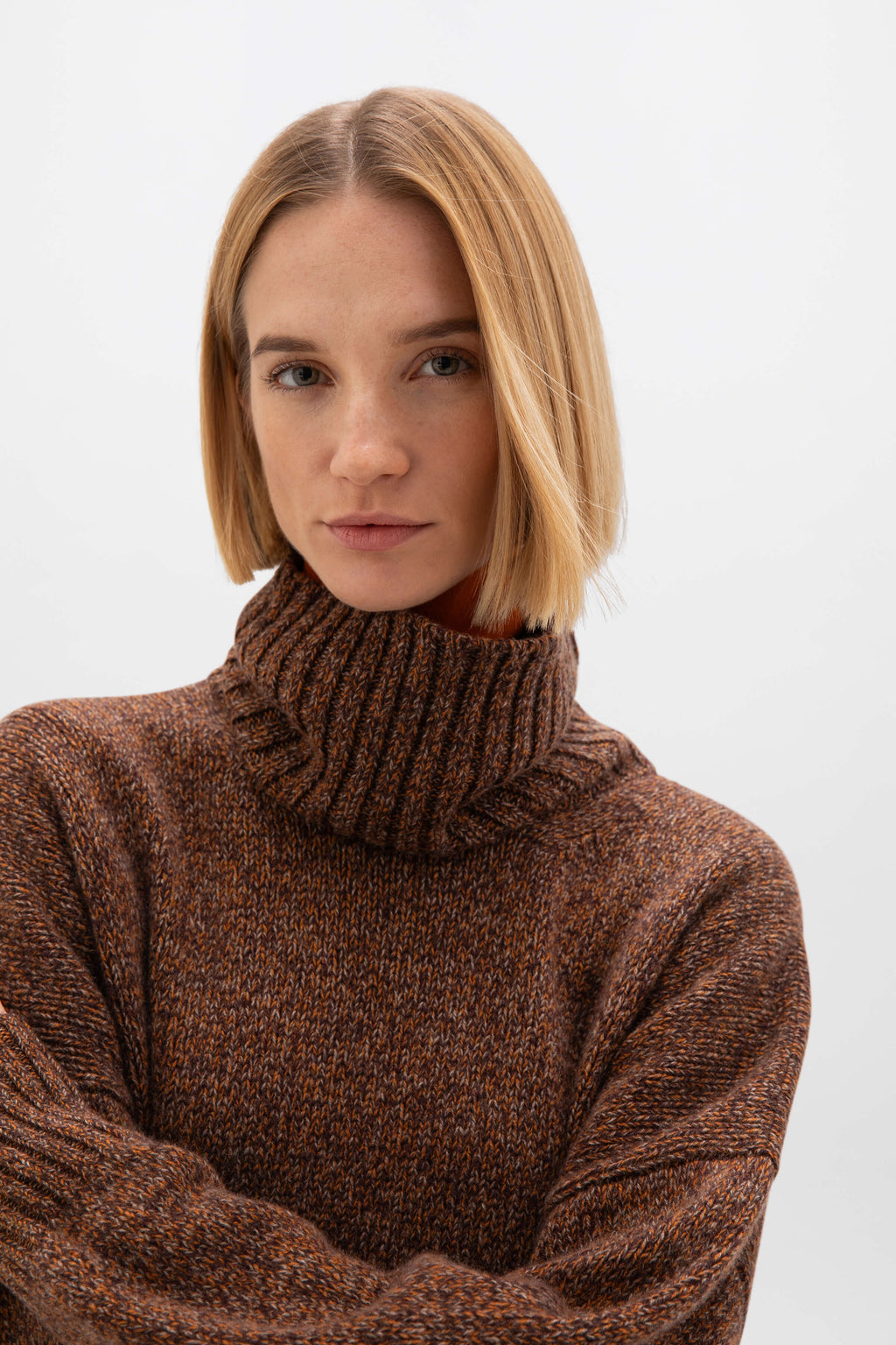 Johnstons of Elgin - Slouchy Cashmere Marl Roll Neck Jumper