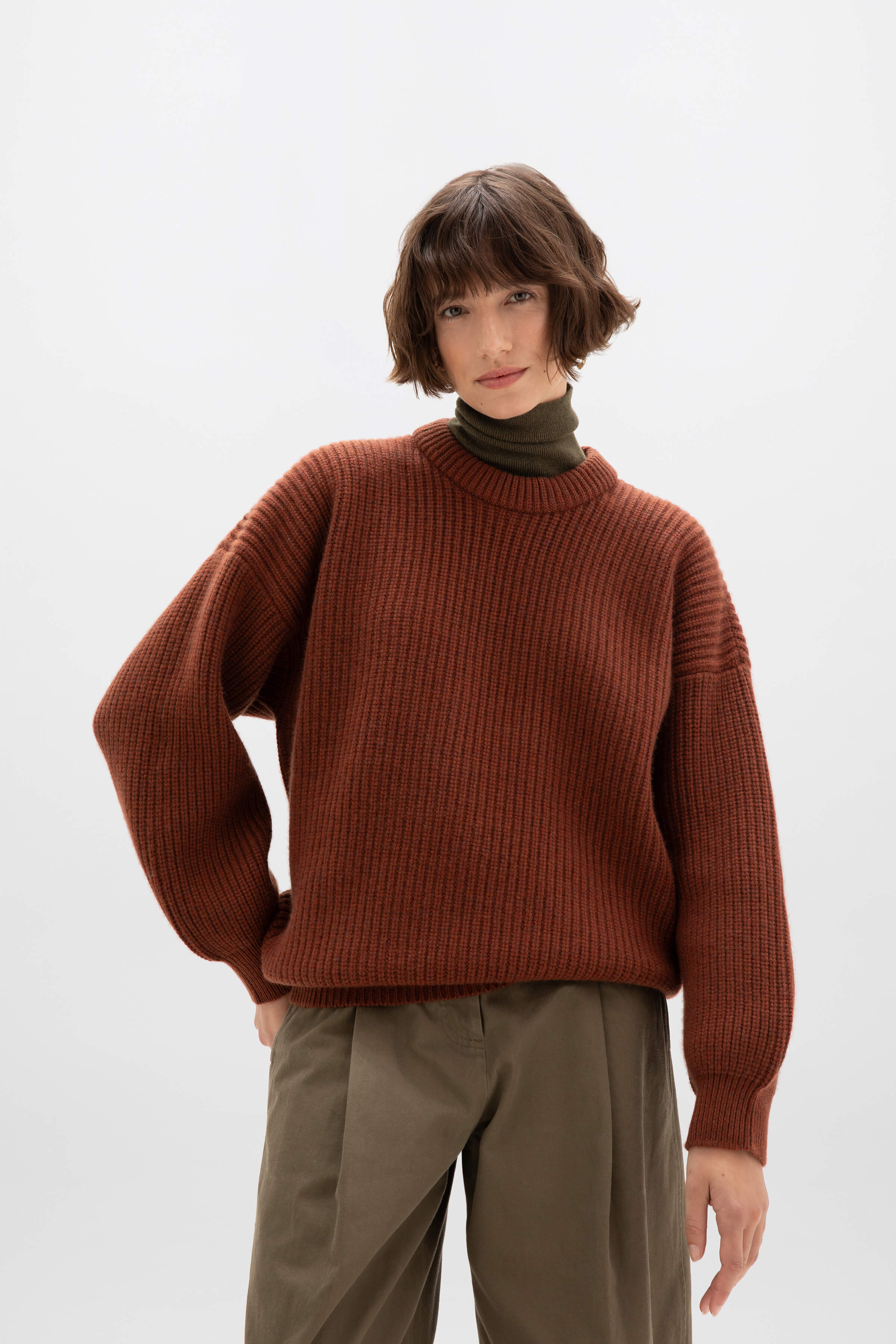 Johnstons of Elgin - Ribbed Red Cashmere Jumper