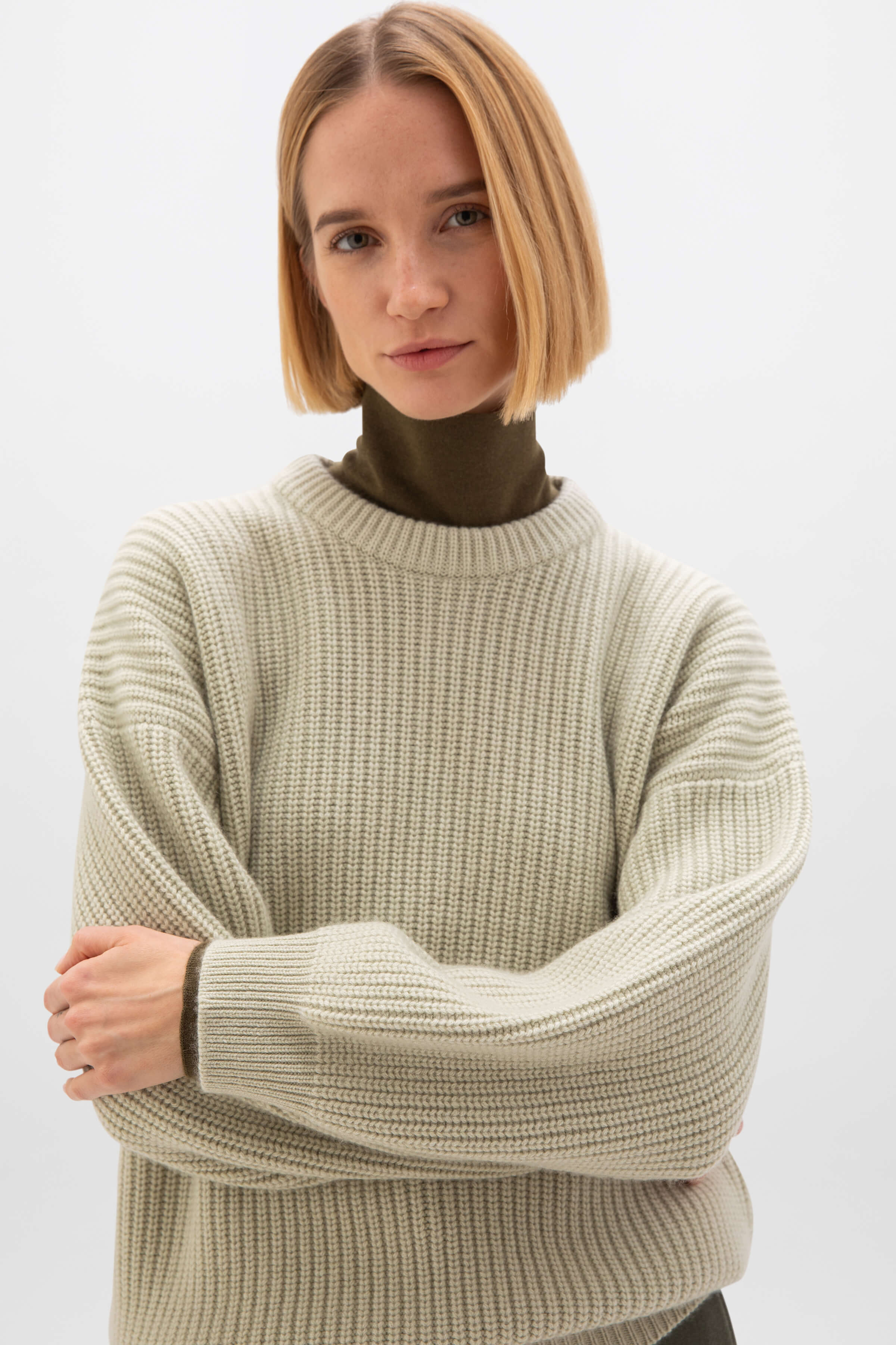Johnstons of Elgin - Ribbed Green Cashmere Light Green Jumper