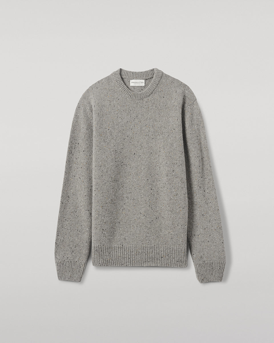Johnstons of Elgin - Grey Donegal Cashmere Marl Jumper