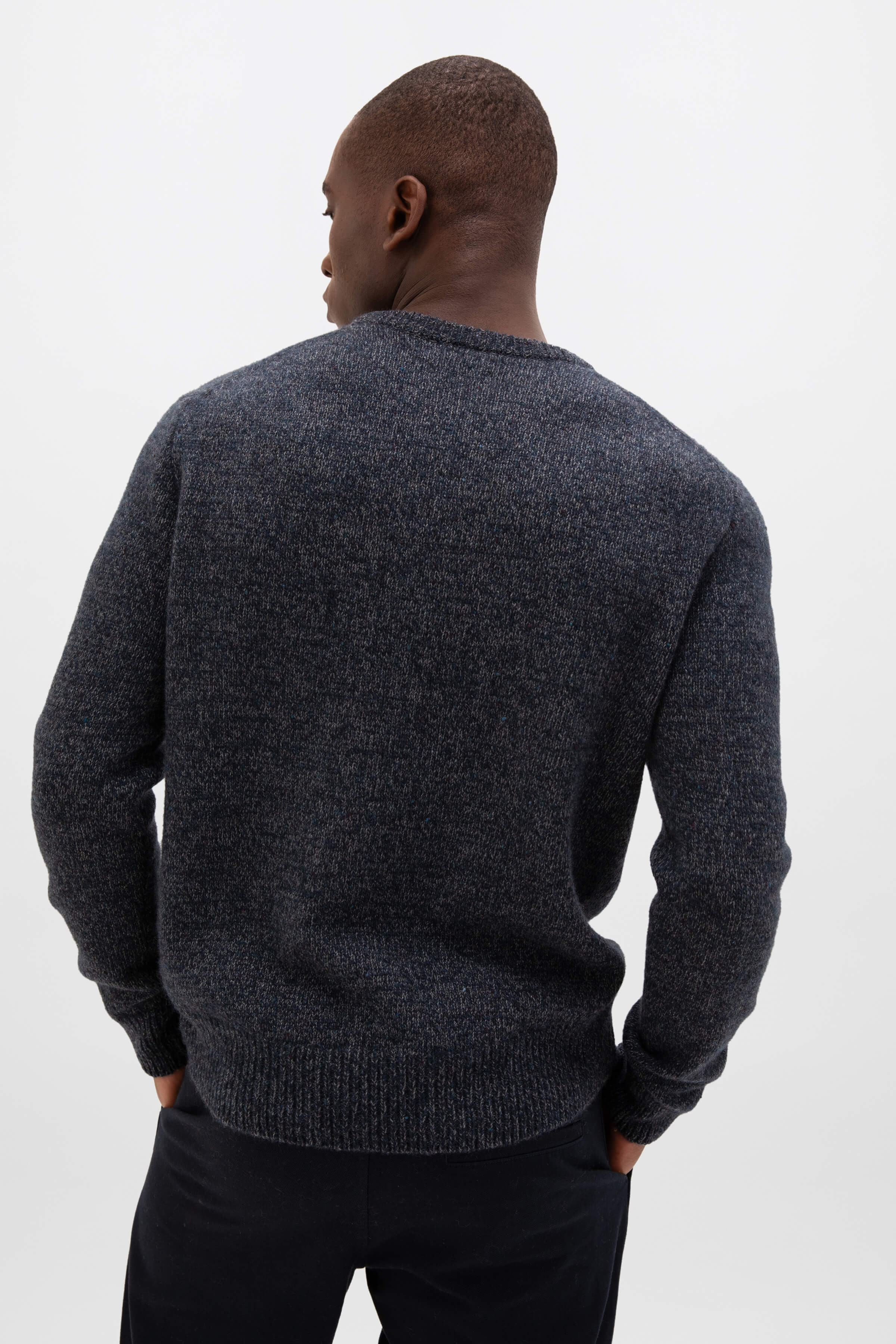 Johnstons of Elgin - Donegal Cashmere Marl Dark Navy Jumper